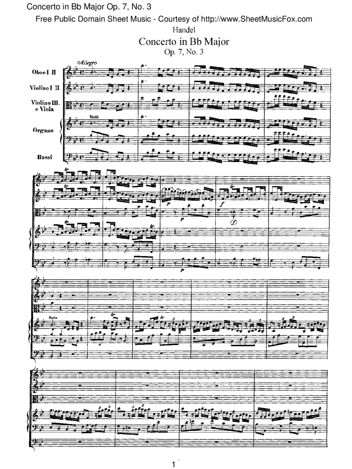 Organ Concerto in B-flat major - Page 1