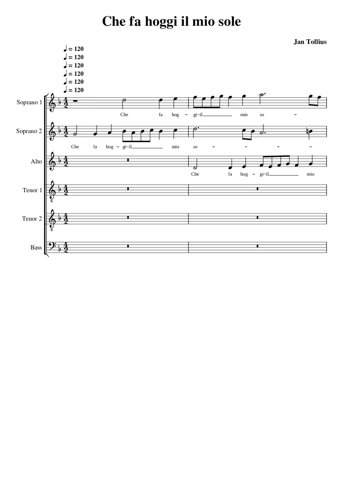 Che fa hoggi il mio sole - Page 1