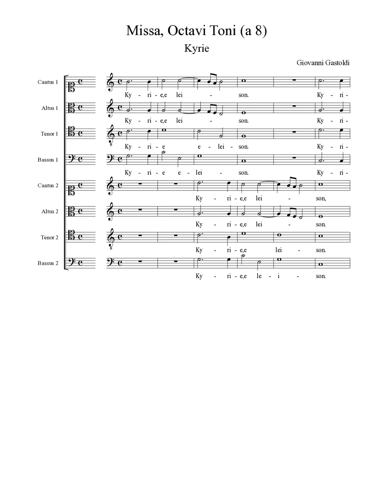 Missa, Octavi Toni (a 8) - Page 1