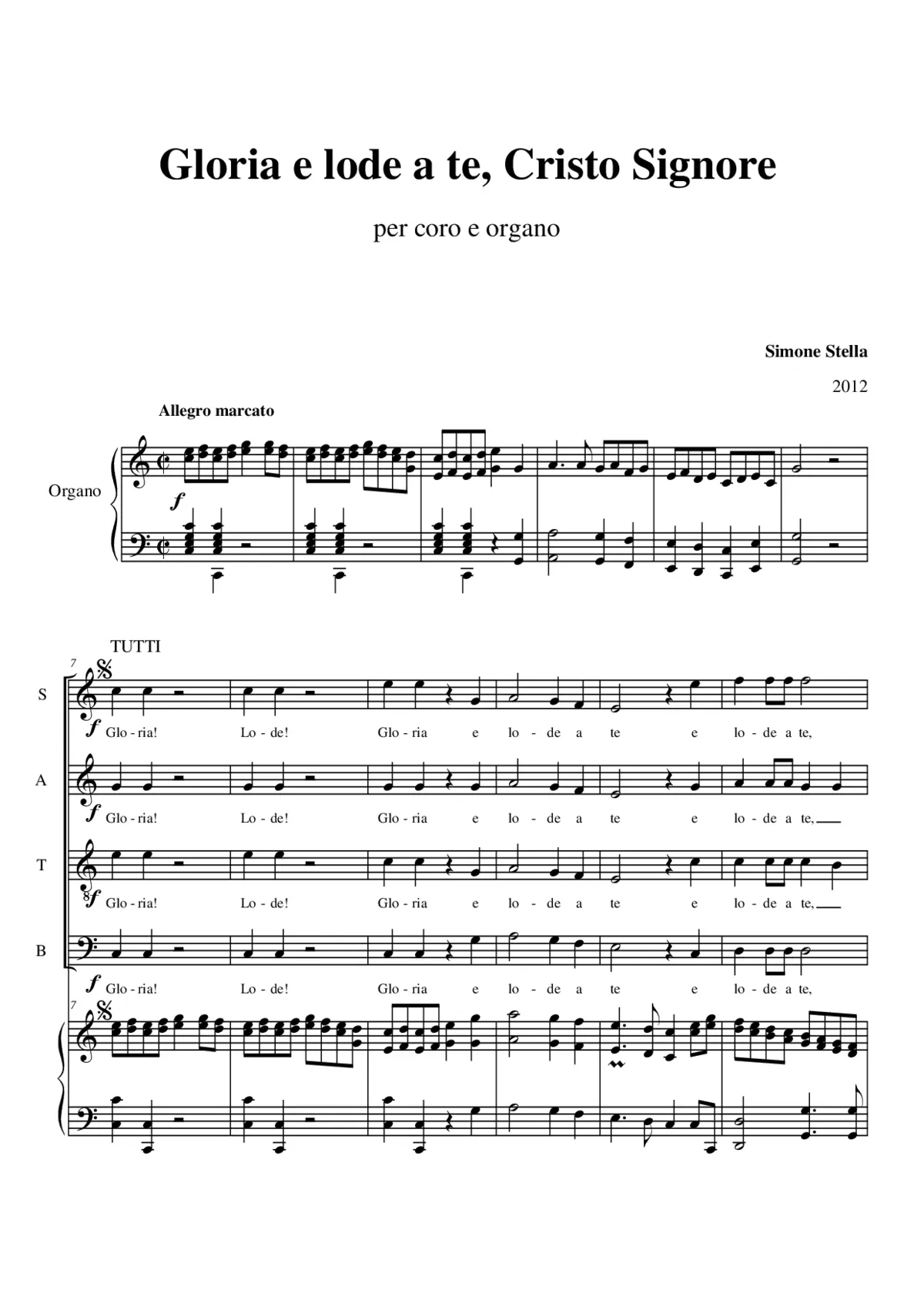 Gloria e lode a te, Cristo Signore - Page 1