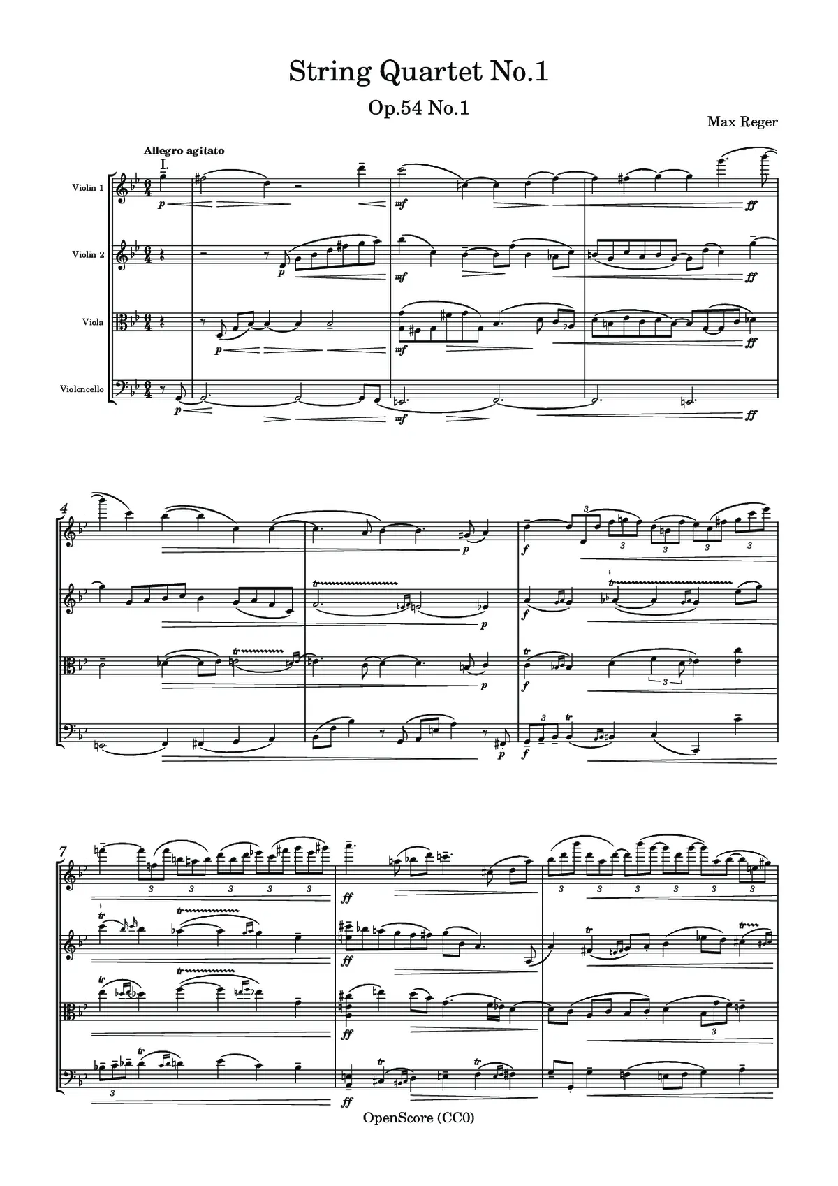 String Quartet No.1, Op.54 No.1 - Page 1