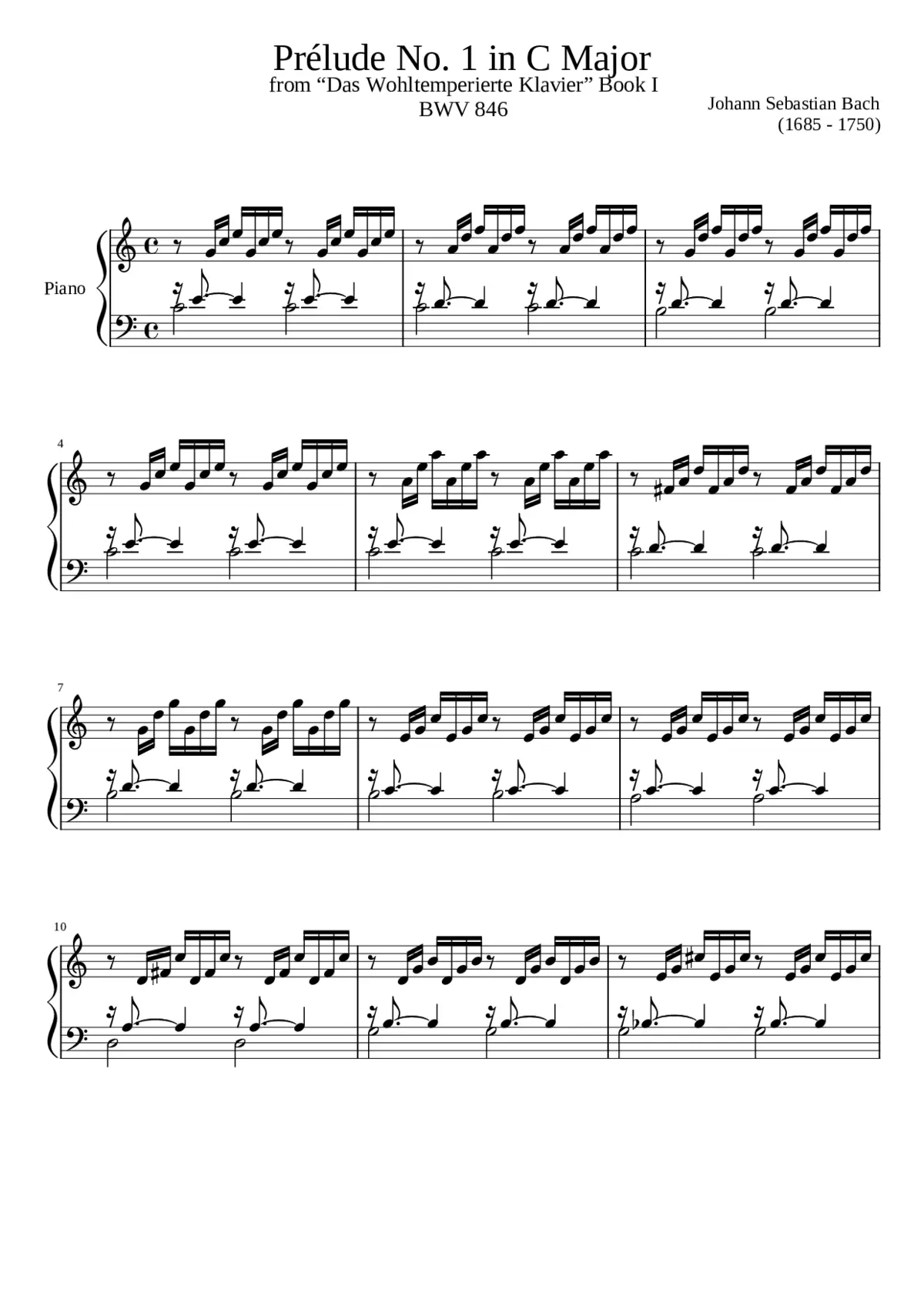 Prelude No.1 in C Major - Page 1