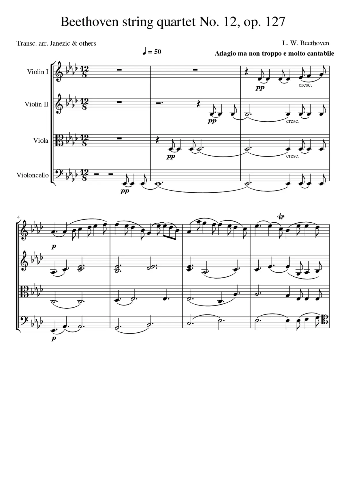 Beethoven string quartet No. 12 - Page 1