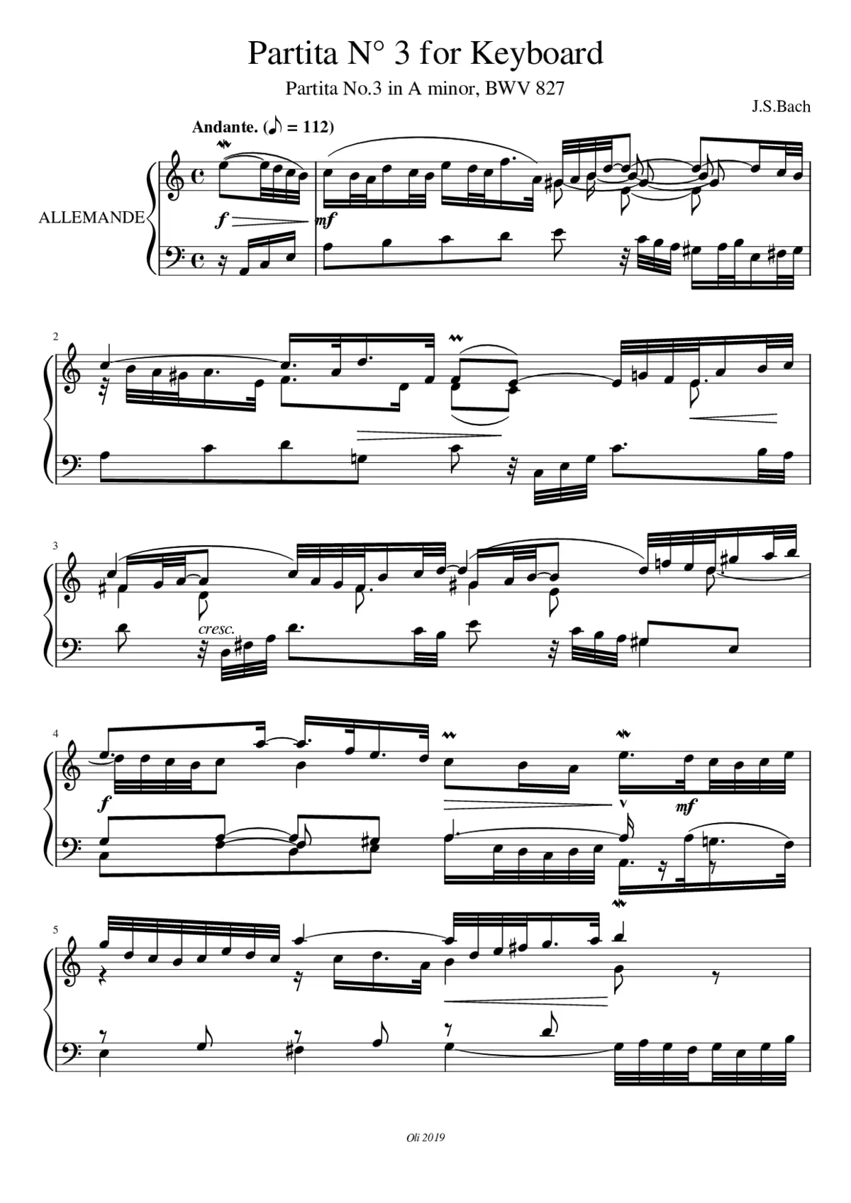 Partita in A minor BWV 827 - Page 1