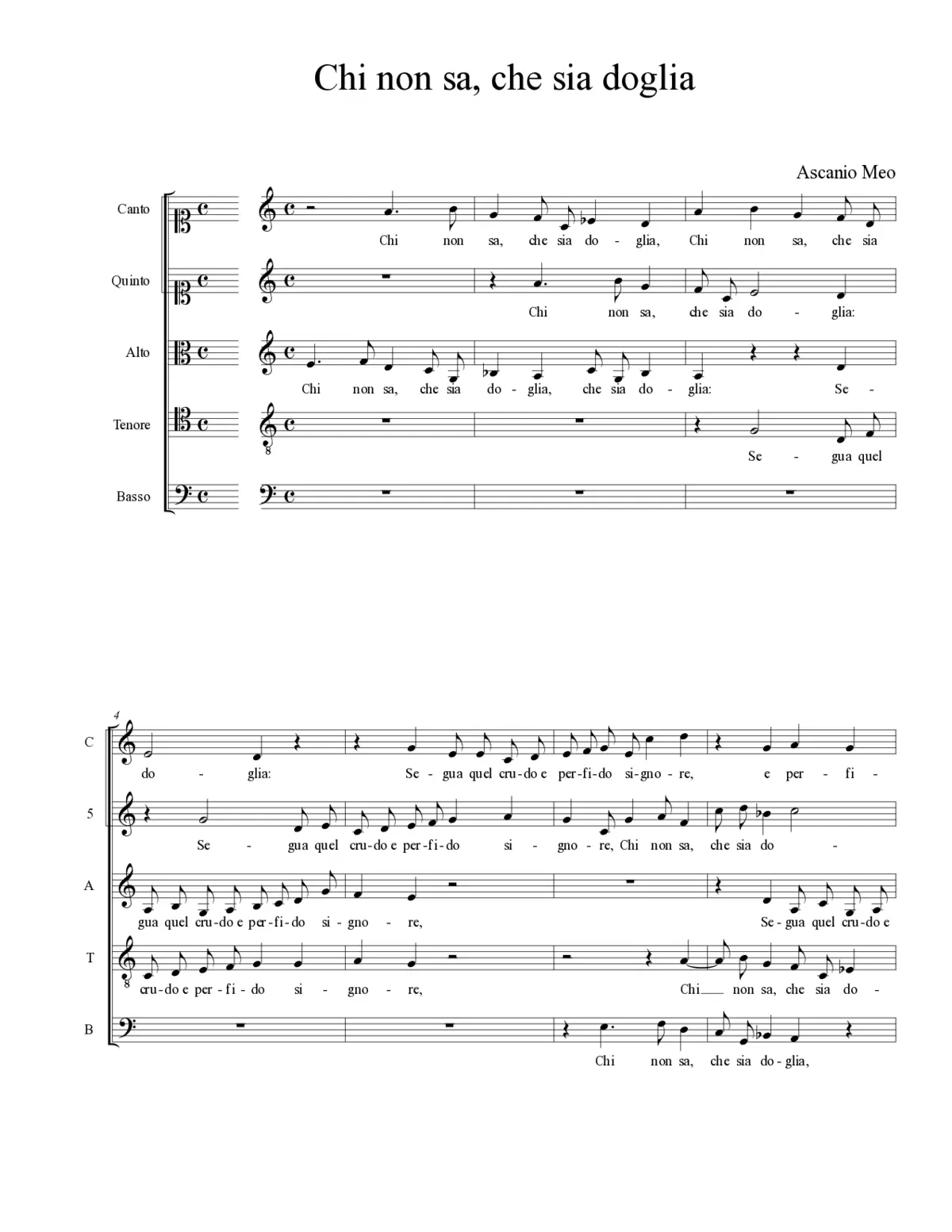 Chi non sa, che sia doglia - Page 1