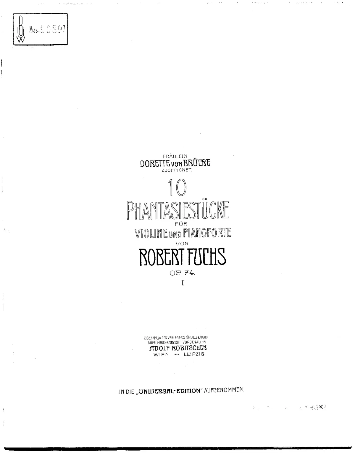10 Phantasiestücke für Violine und Pianoforte - Page 1