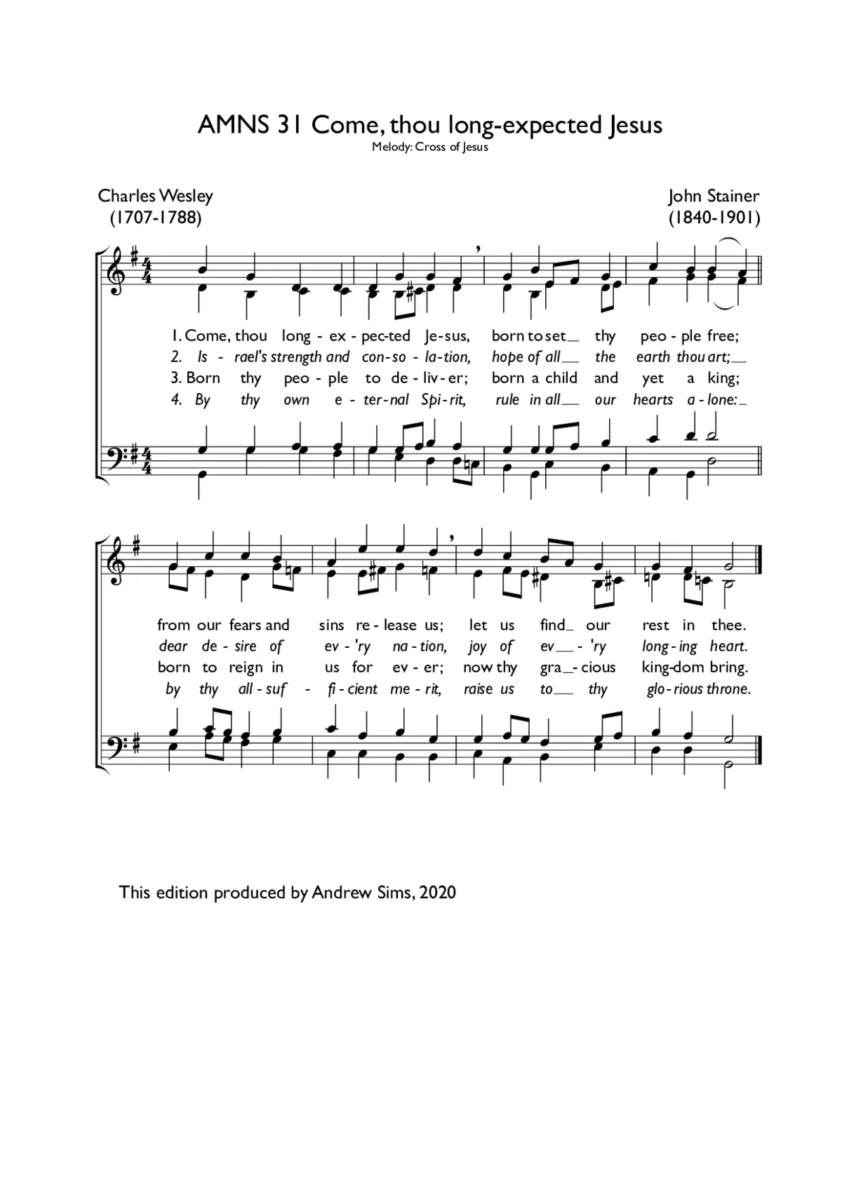 Come, thou long-expected Jesus - Page 1