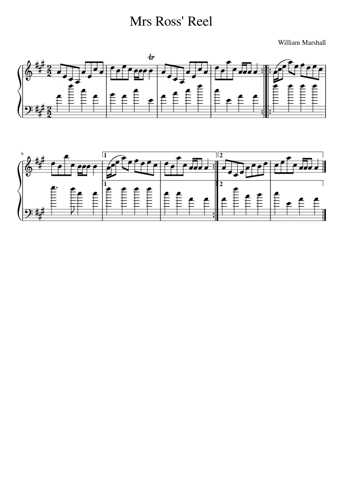 Mrs Ross' Reel - Page 1