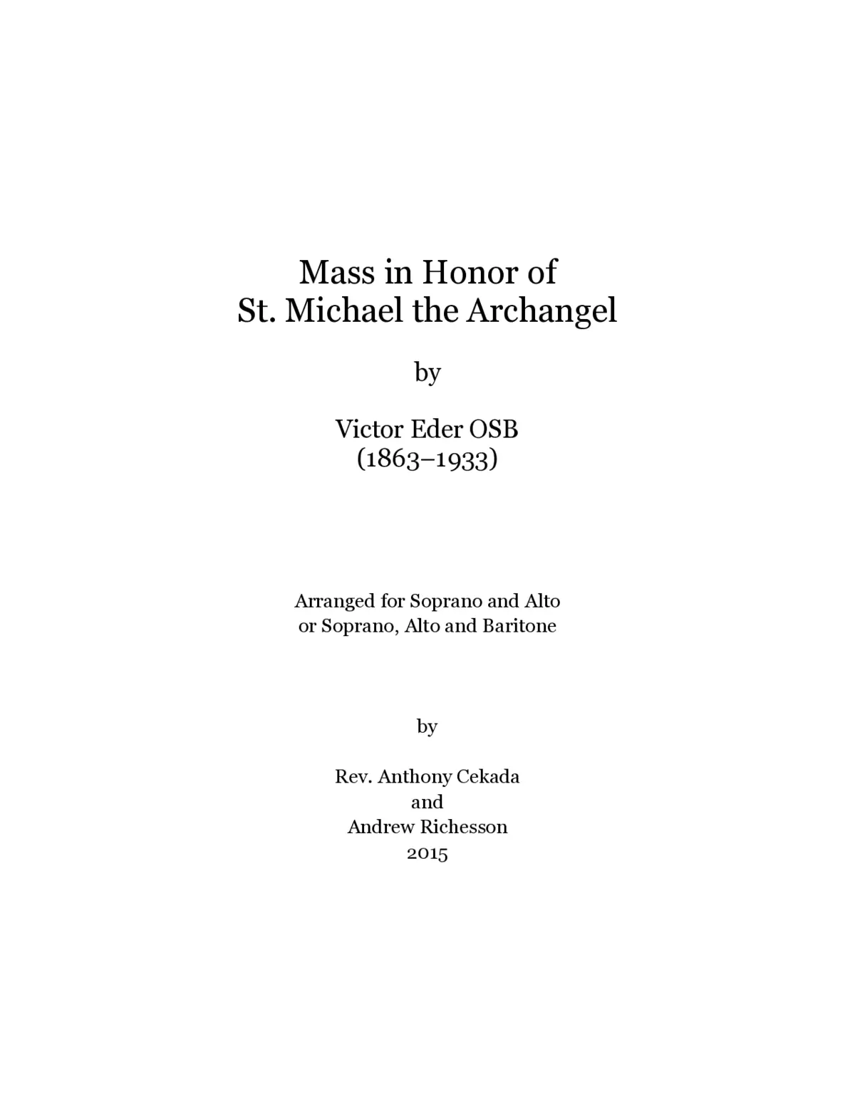 Mass in honor of St. Michael the Archangel - Page 1