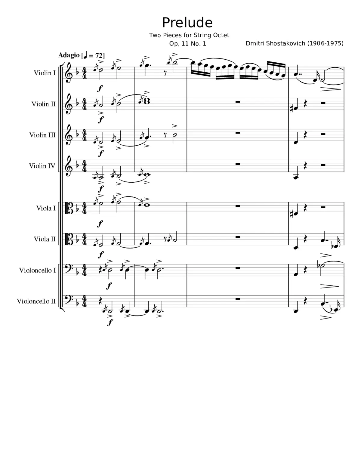 Two Pieces for String Octet: Prelude - Page 1