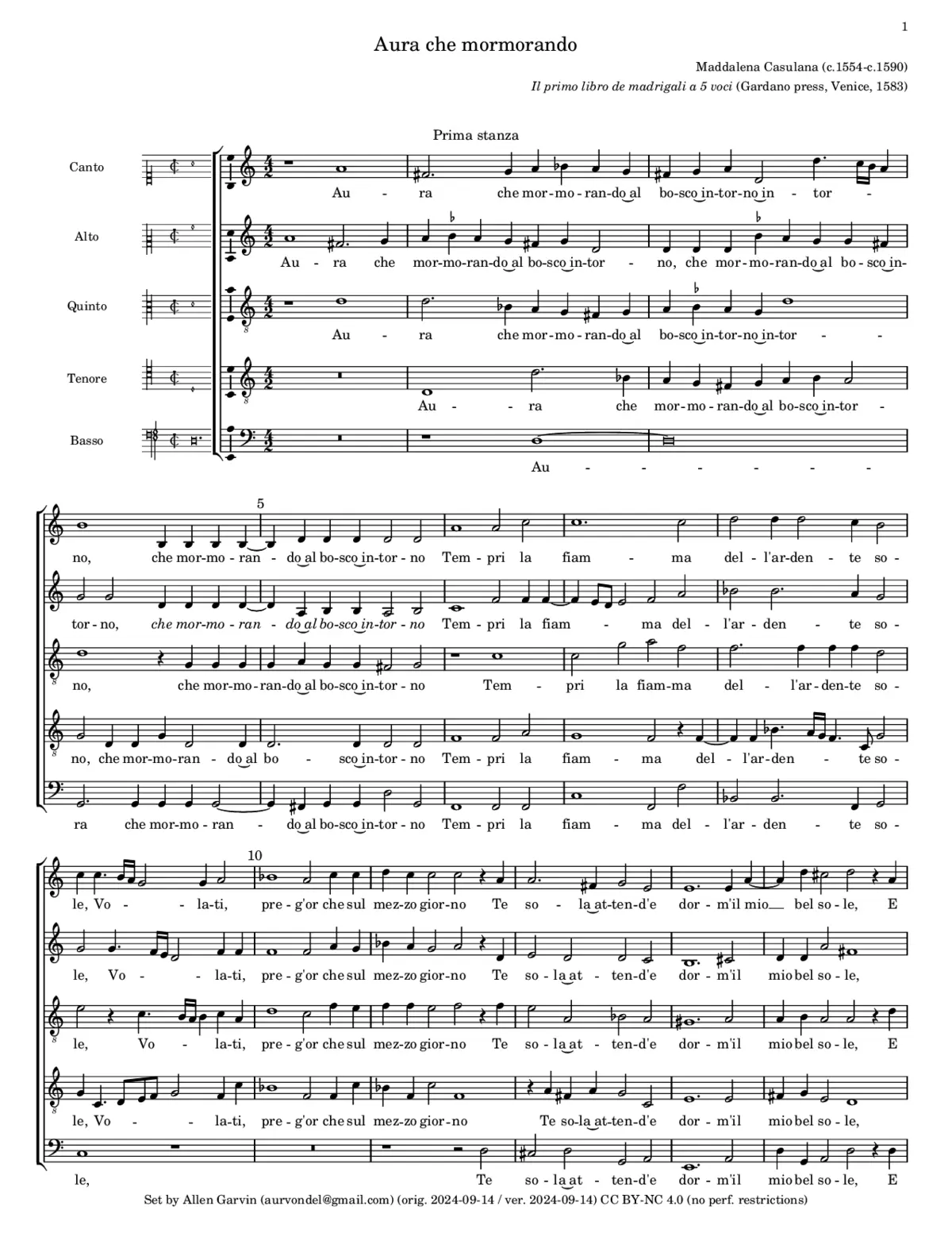 Aura che mormorando - Page 1