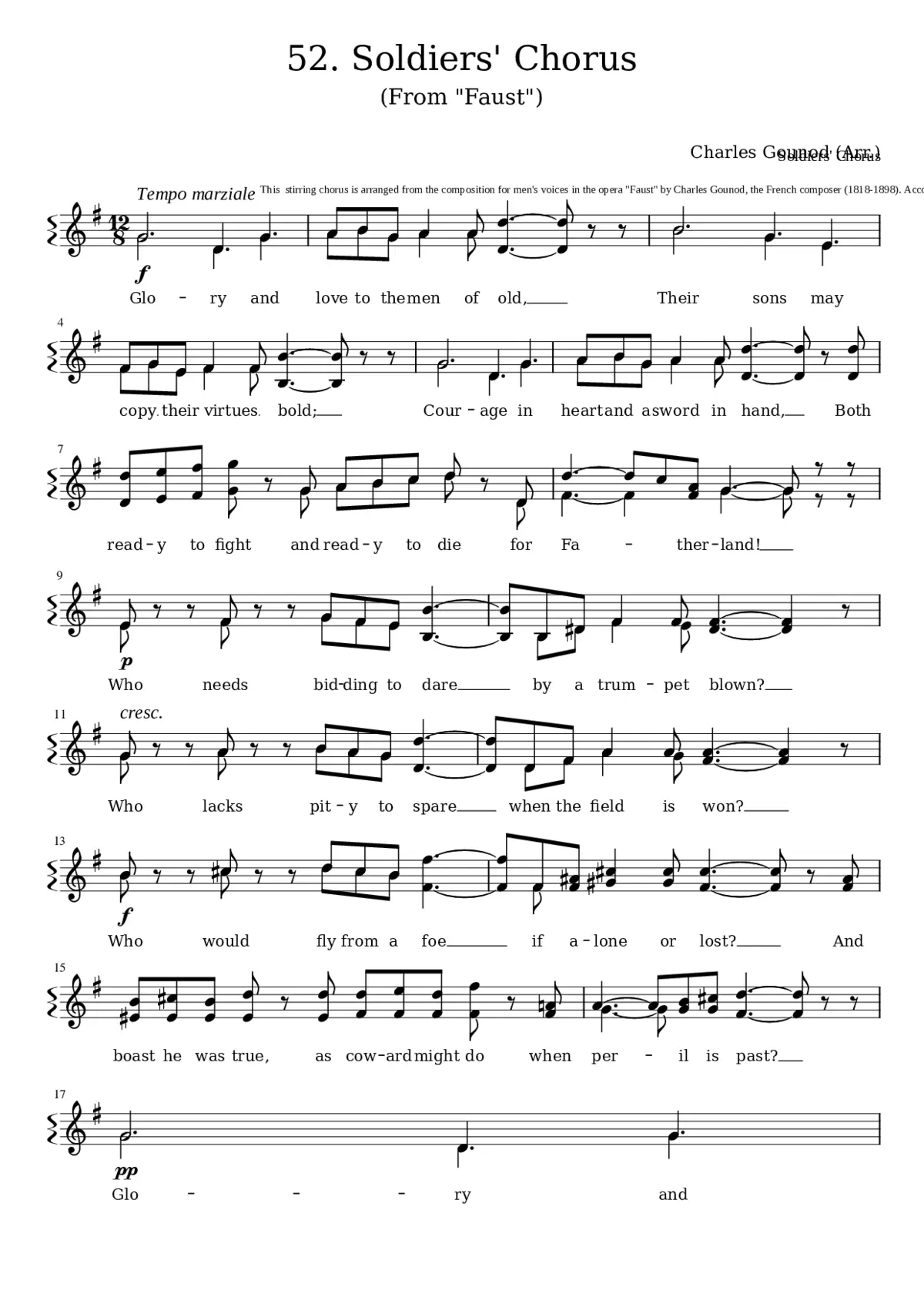 Choeur des soldats (Soldiers' Chorus): Gloire immortelle de nos aïeux - Page 1