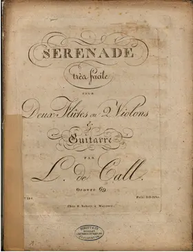 Sérénade très facile pour deux Flûtes ou deux Violons et Guitarre
