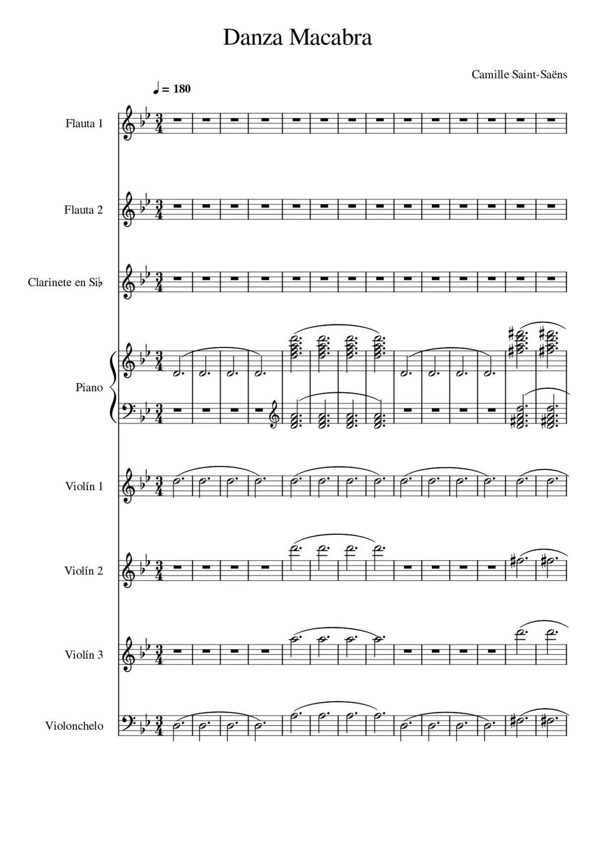 Camille Saint-Saëns - Danse Macabre - Page 1