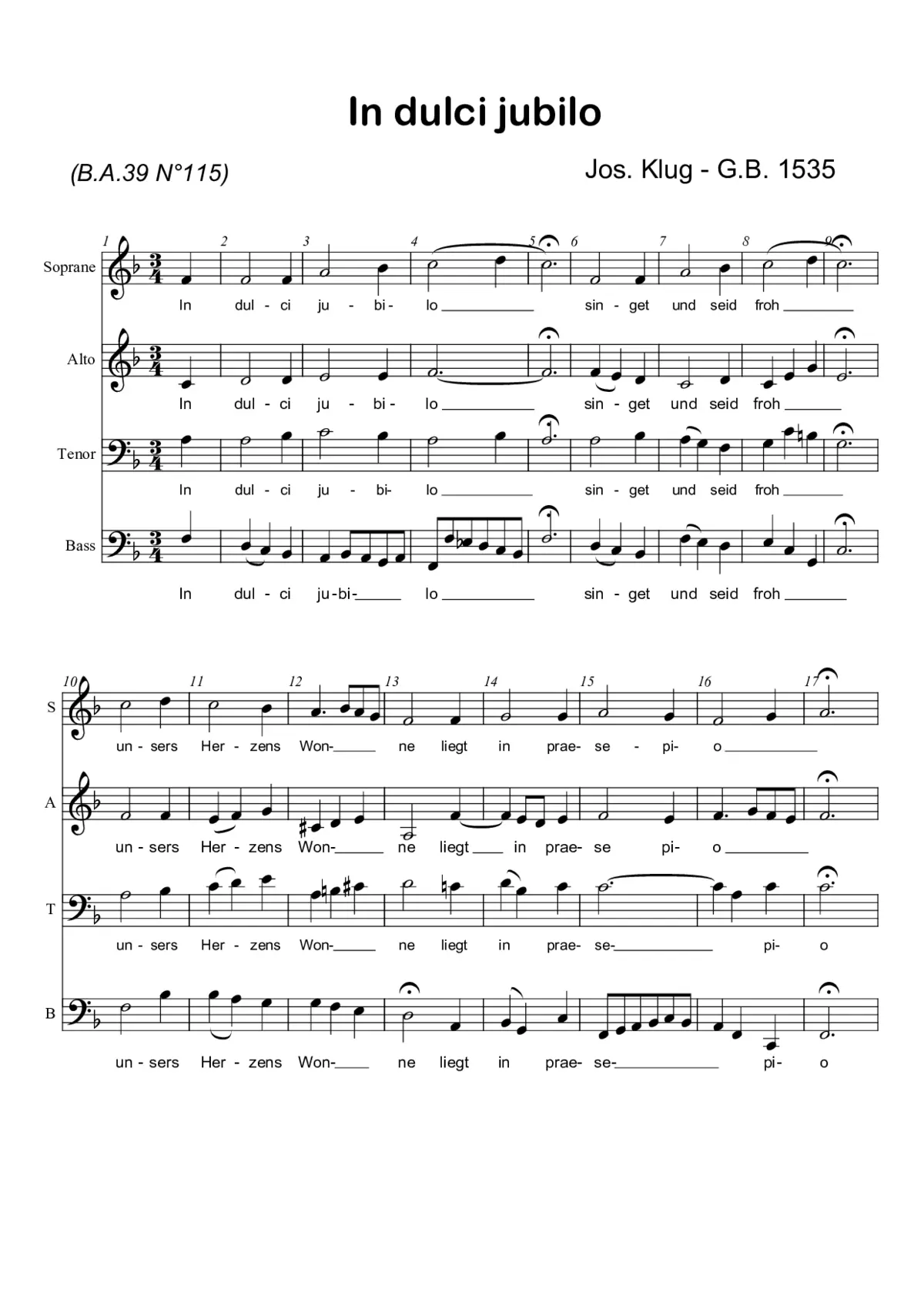 In dulci jubilo, BWV 368 - Page 1