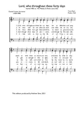 Lord, who throughout these forty days