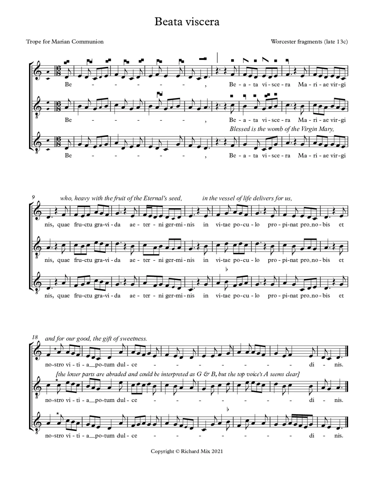 Beata viscera (Worcester fragments) - Page 1