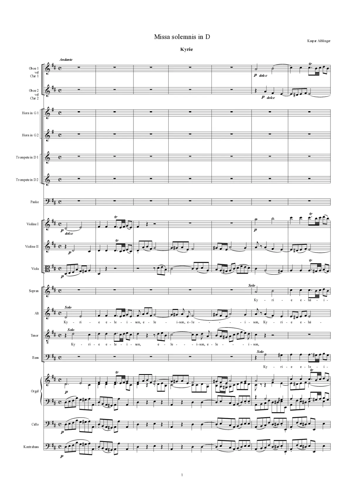 Missa Solemnis in D - Page 1
