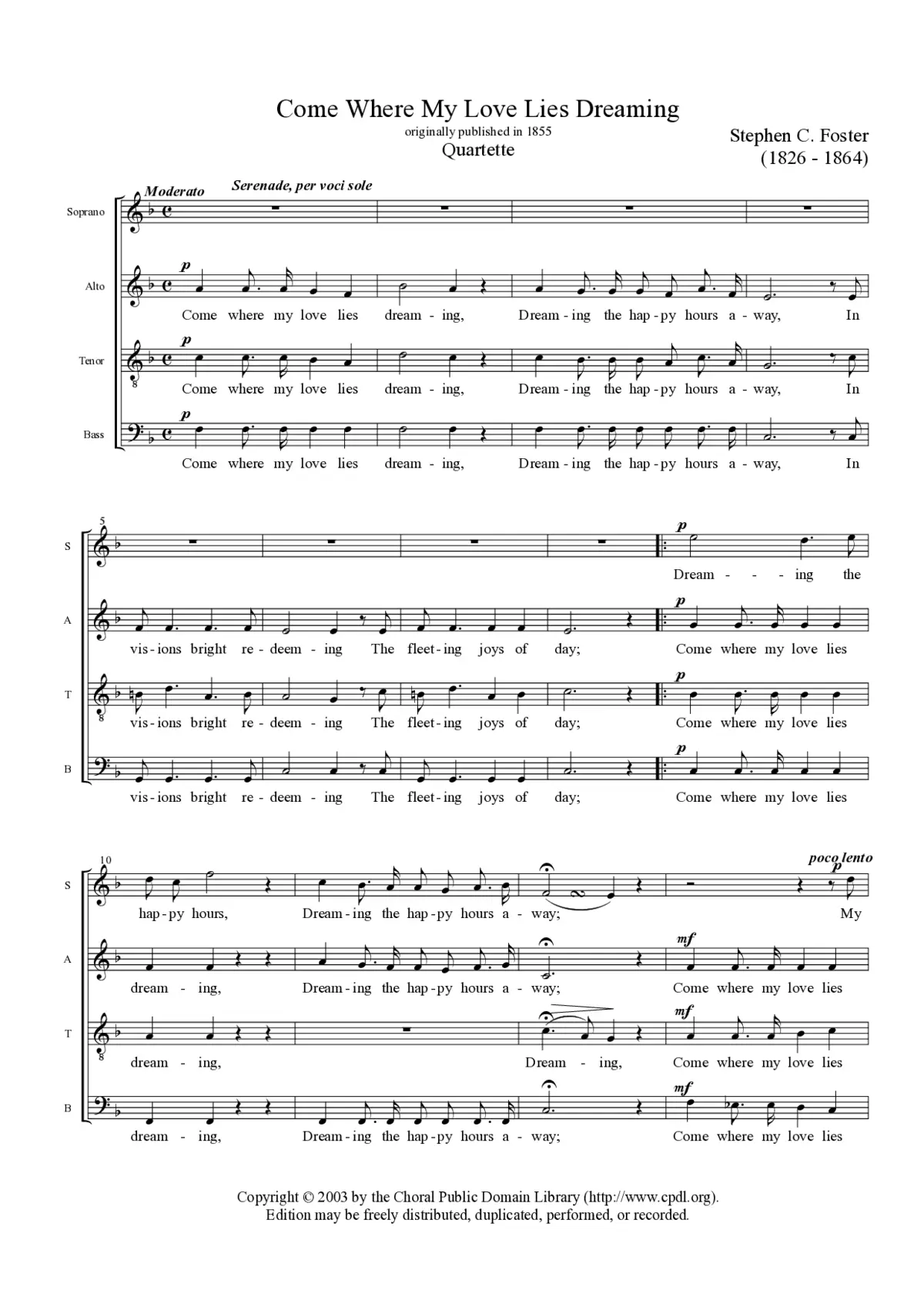 Come where my love lies dreaming - Page 1