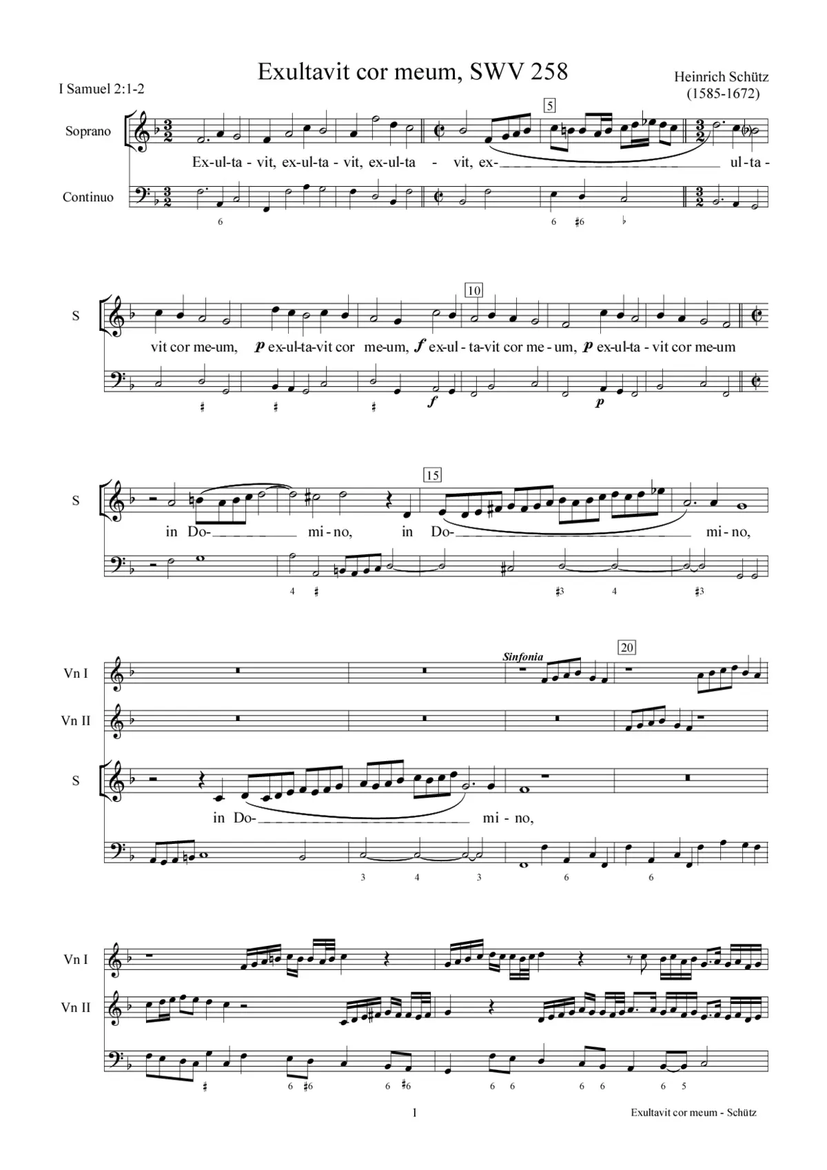 Exultavit cor meum in Domino, SWV 258 - Page 1