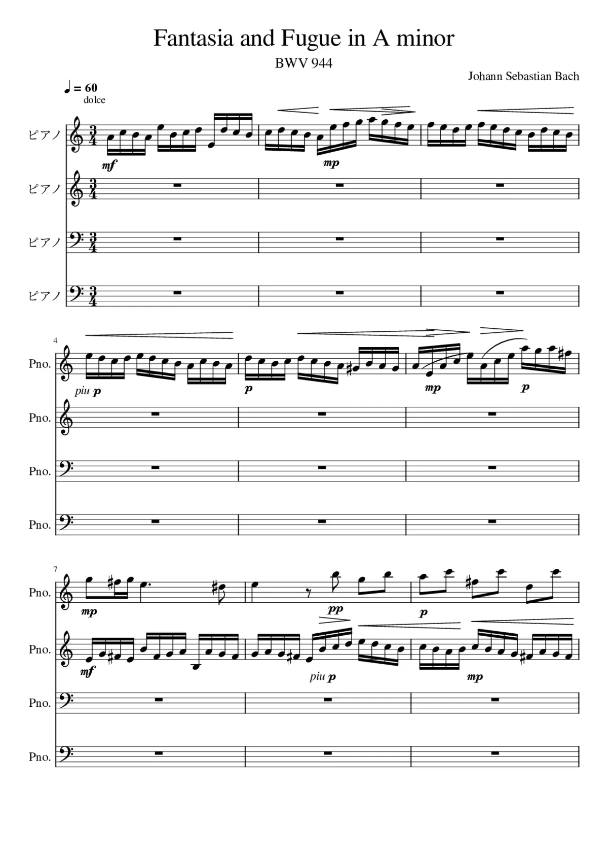 Fantasia and Fugue in A minor BWV 944 - Page 1