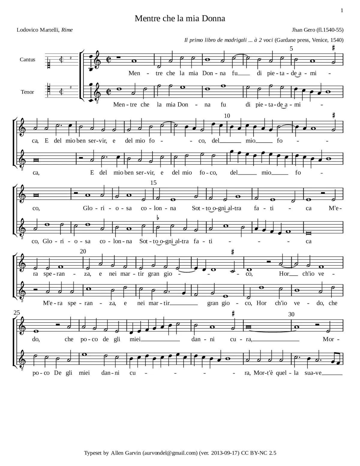 Mentre che la mia Donna - Page 1