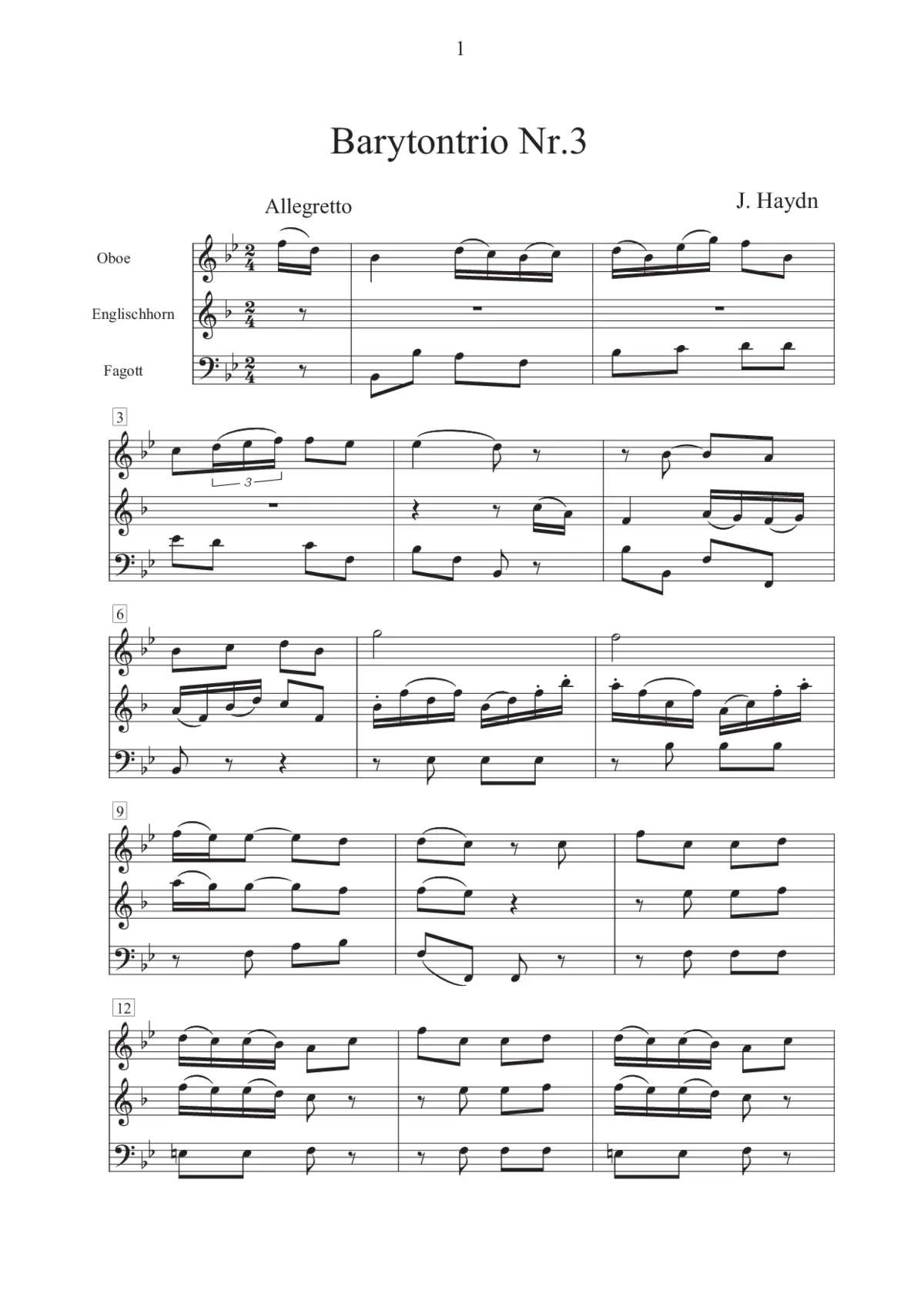 Baryton Trio in A major - Page 1