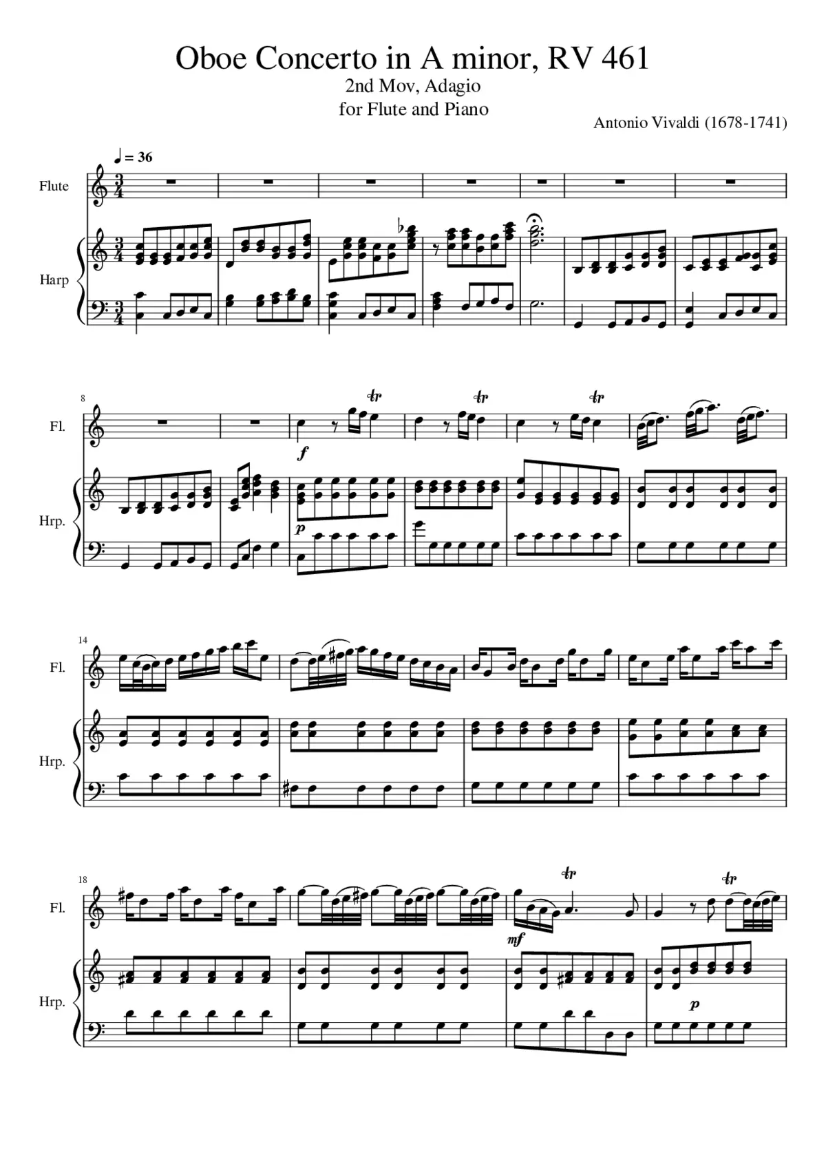Oboe Concerto in A minor RV 461 - Page 1