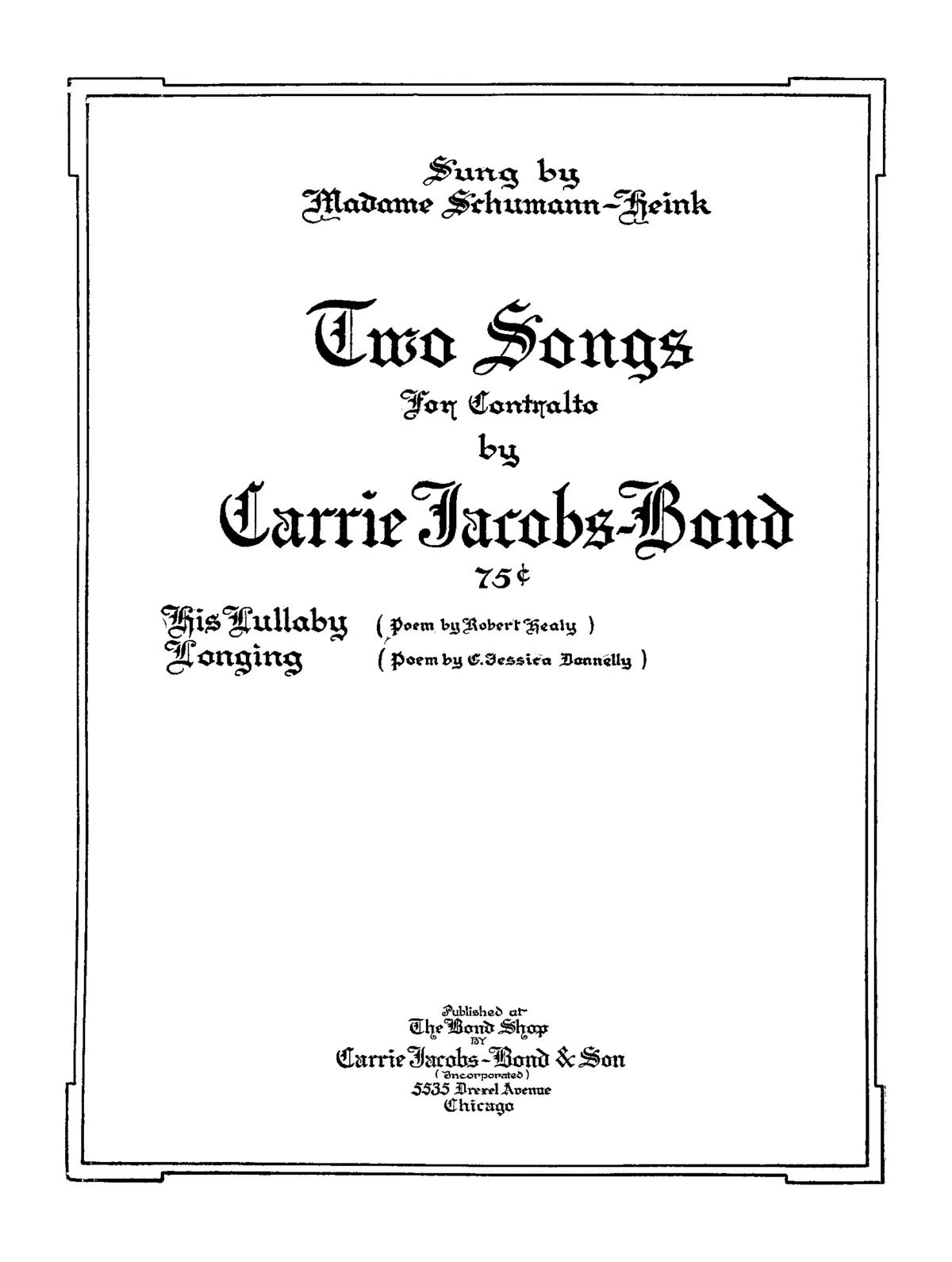 2 Songs for Contralto - Page 1