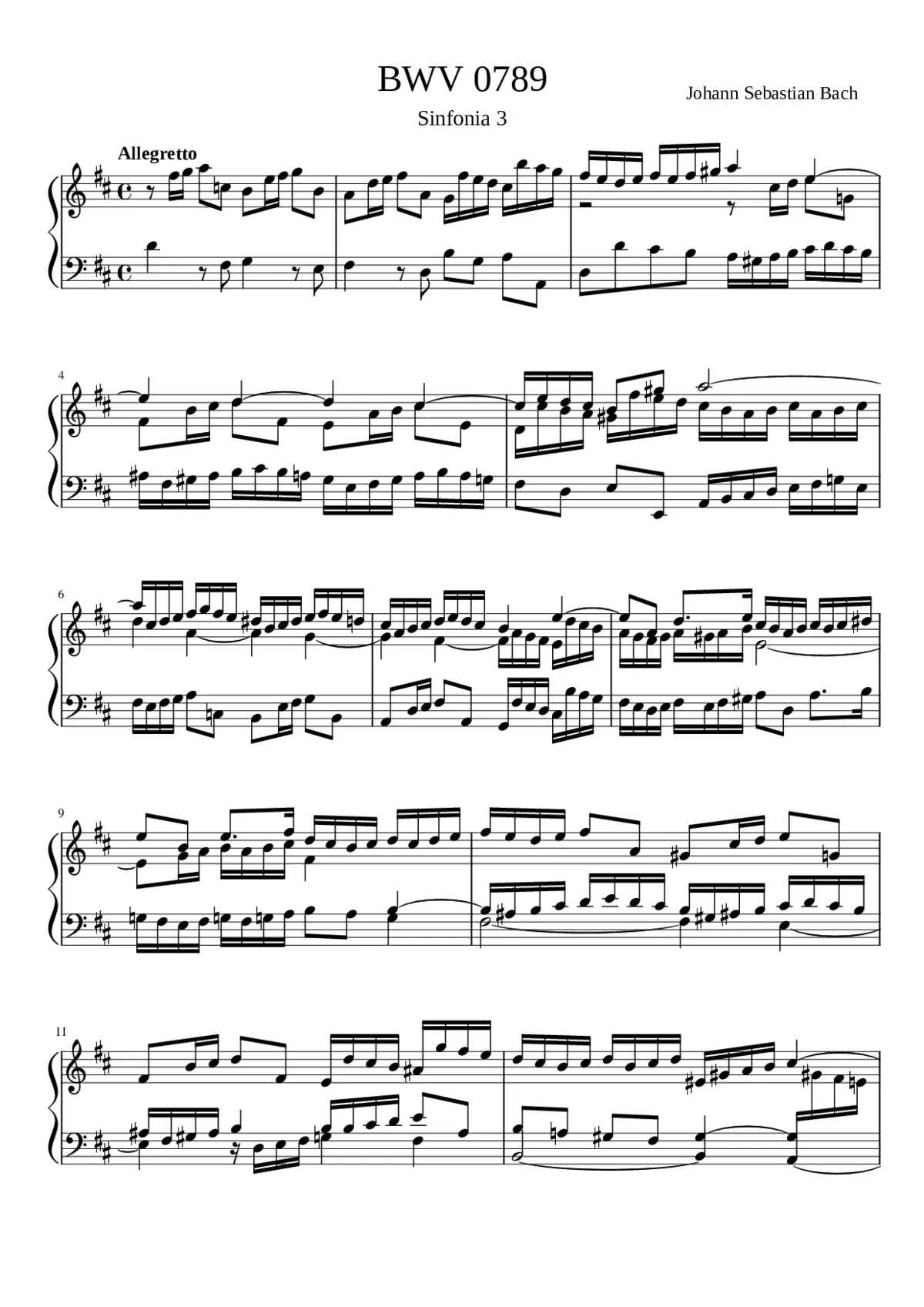 Sinfonia in D major BWV 789 - Page 1
