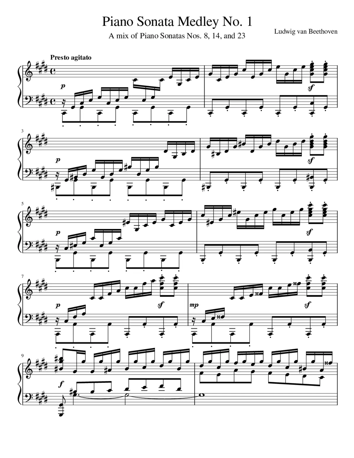 Piano Sonata Medley No 1 - Page 1