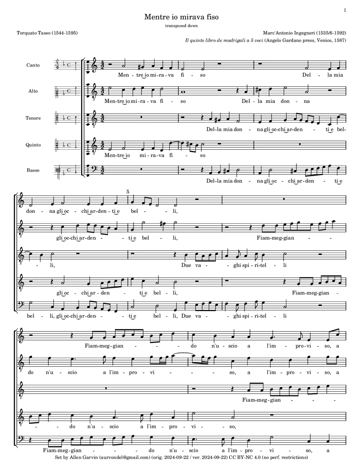 Mentre io mirava fiso - Page 1