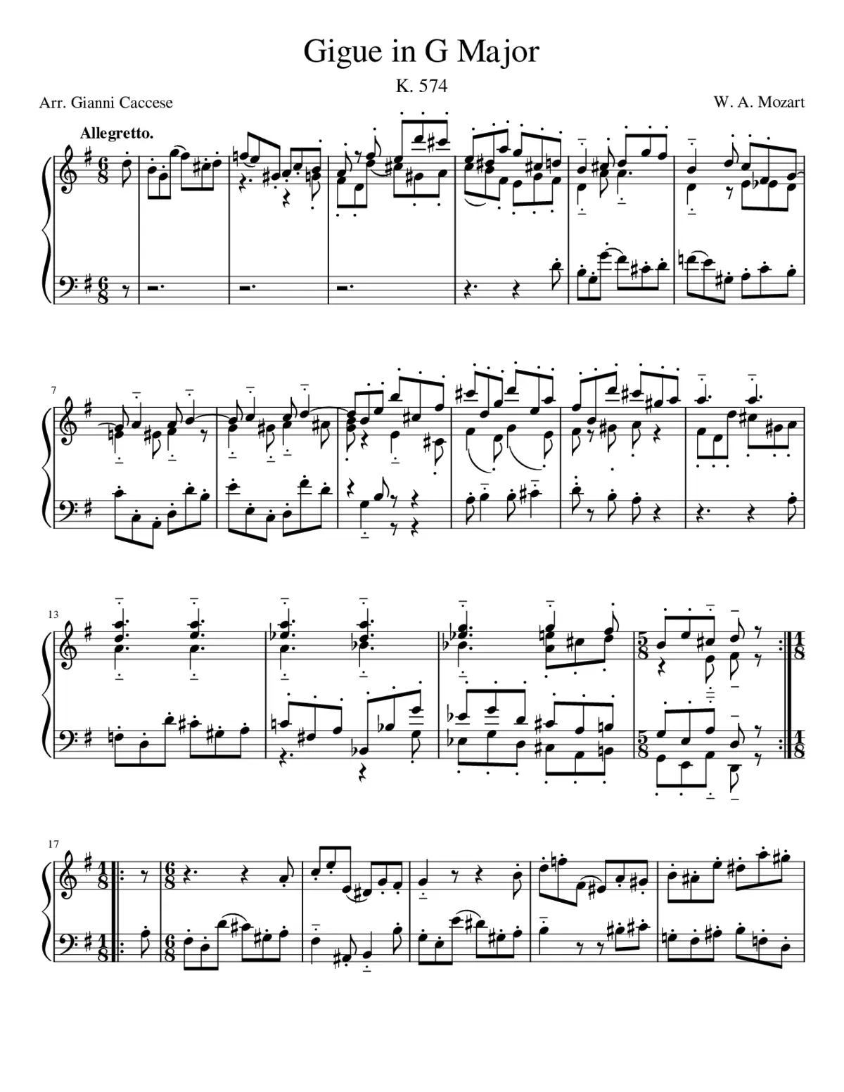 Gigue in G Major - K. 574 - Page 1