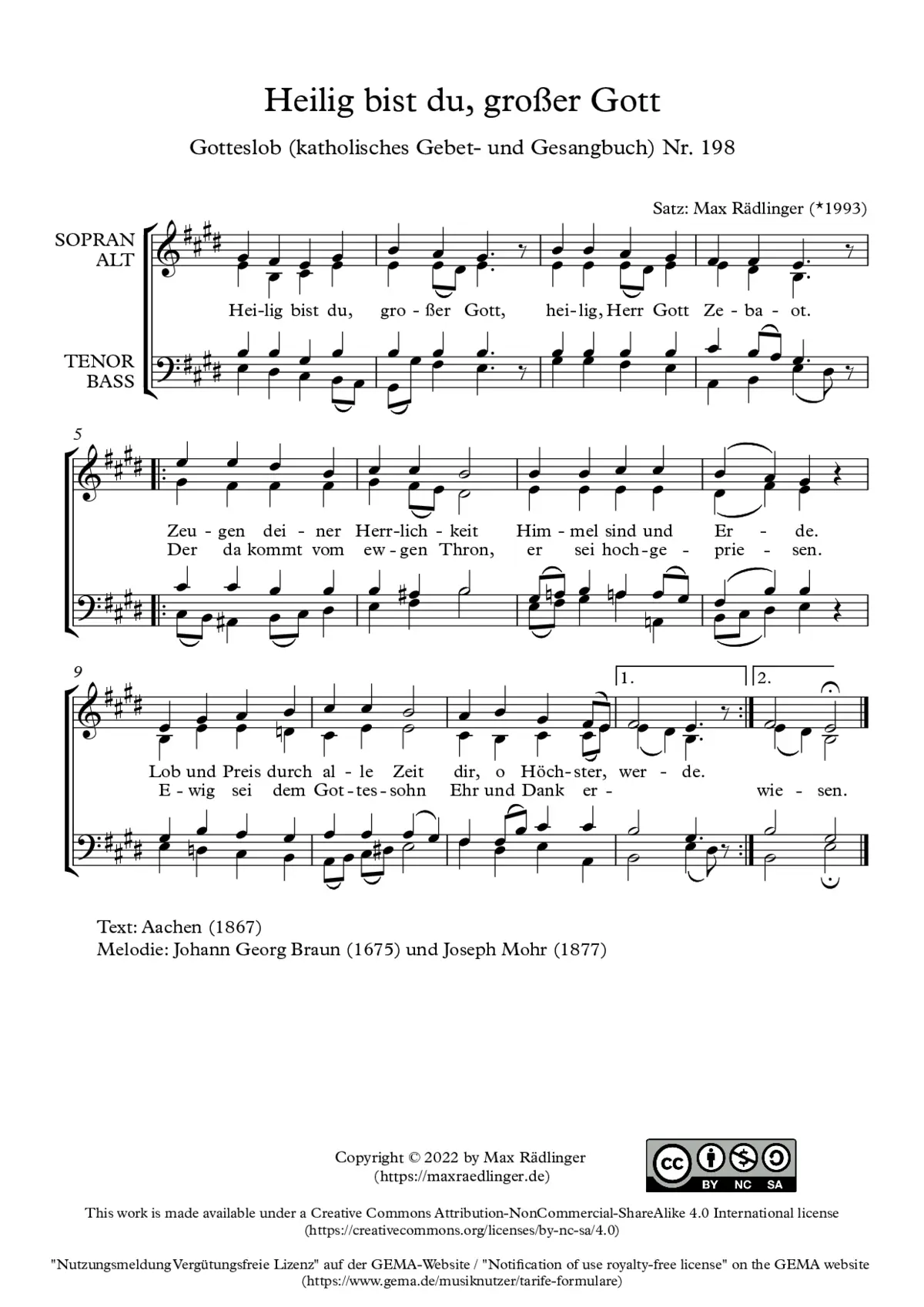 Heilig bist du, großer Gott - Page 1