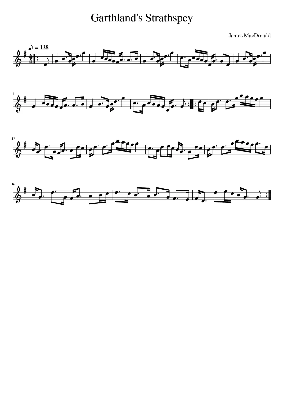 Garthland's Strathspey - Page 1