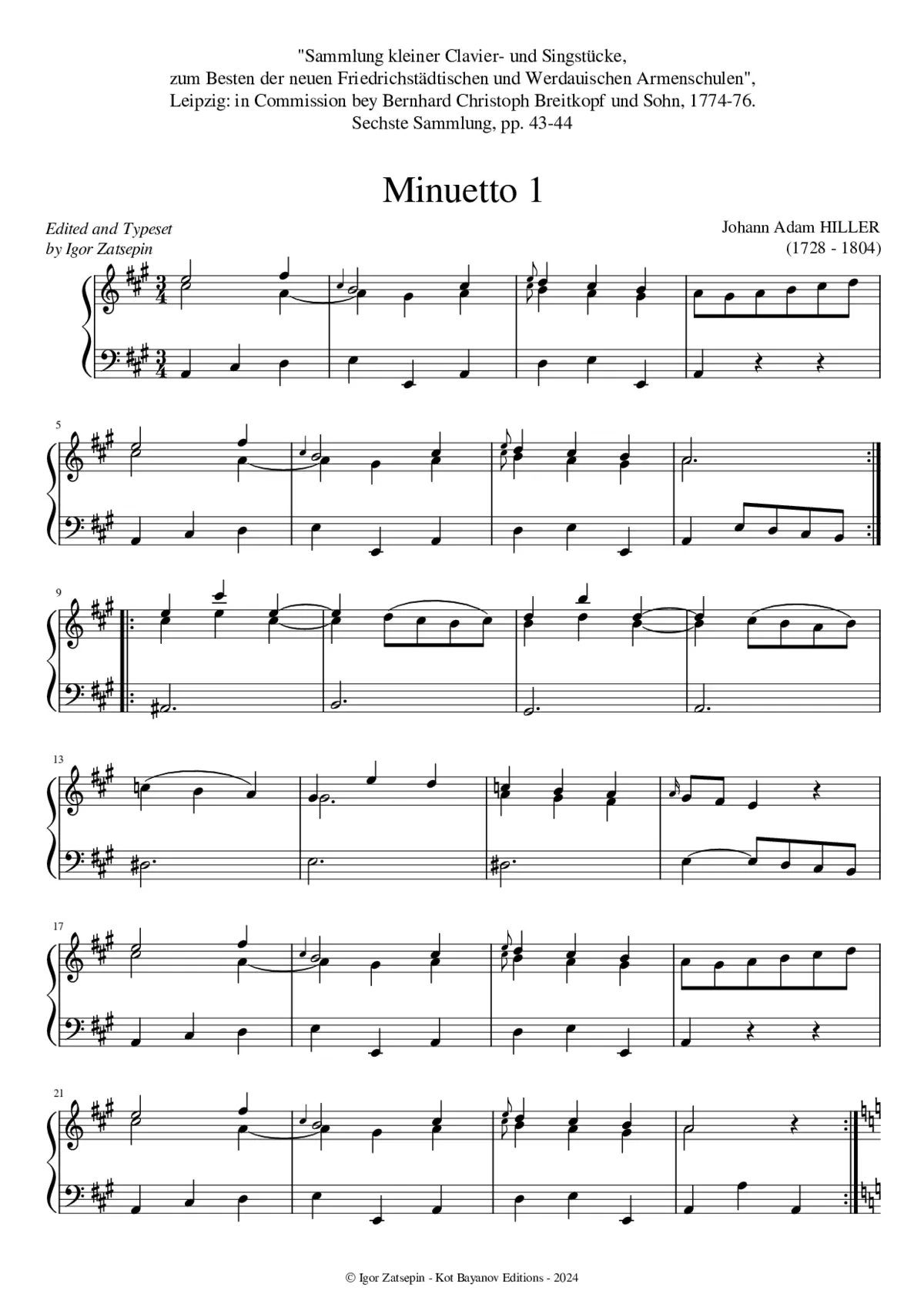 Minuetto 1 & 2 in A major/A minor - Page 1
