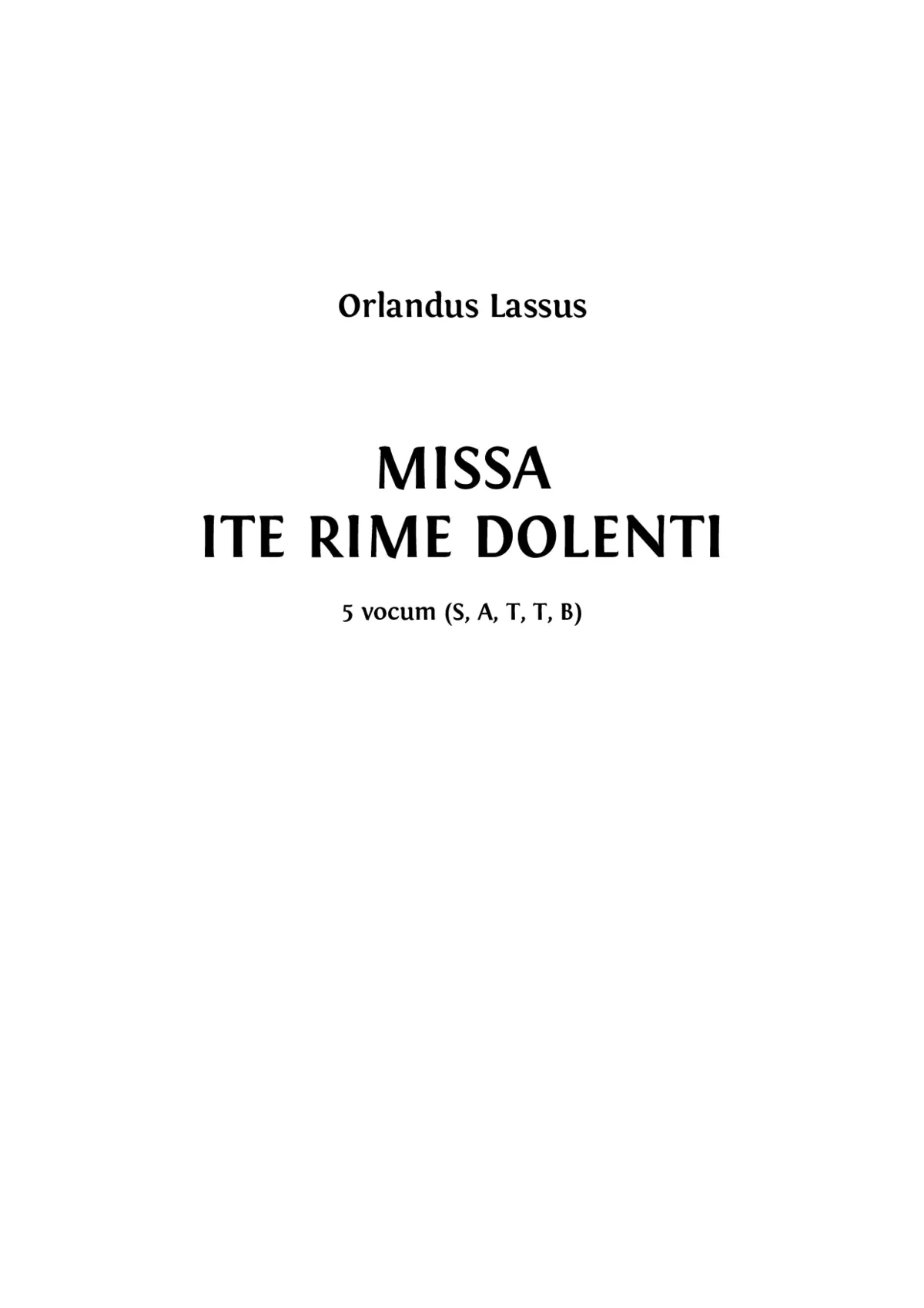 Missa Ite rime dolenti - Page 1