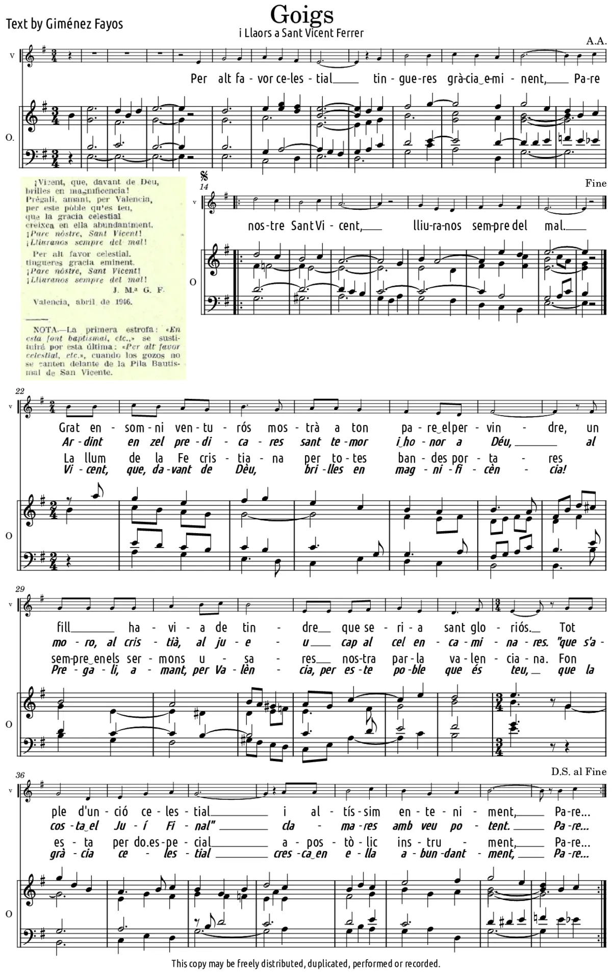 Goigs a Sant Vicent Ferrer - Page 1