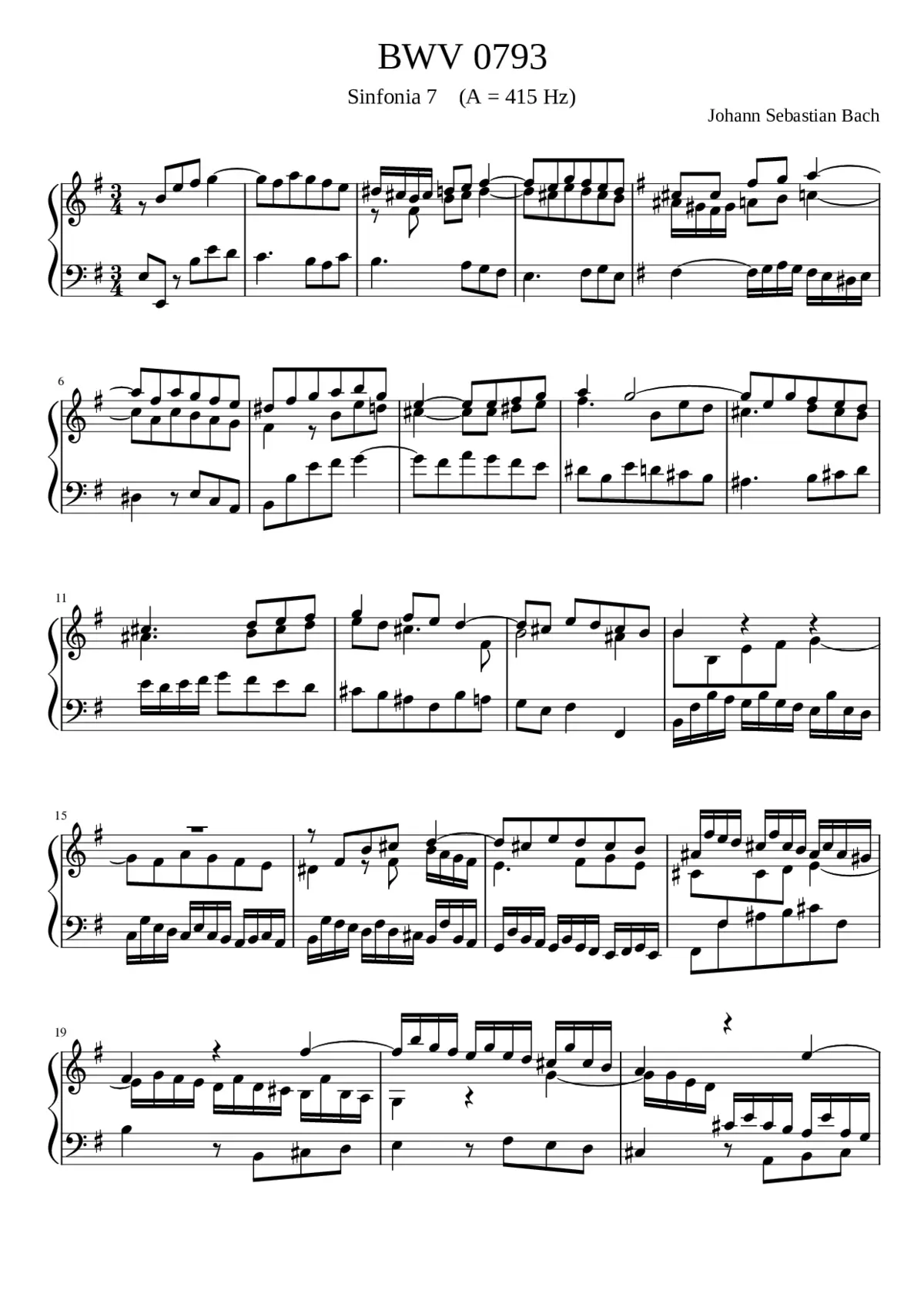 Sinfonia in E minor BWV 793 - Page 1