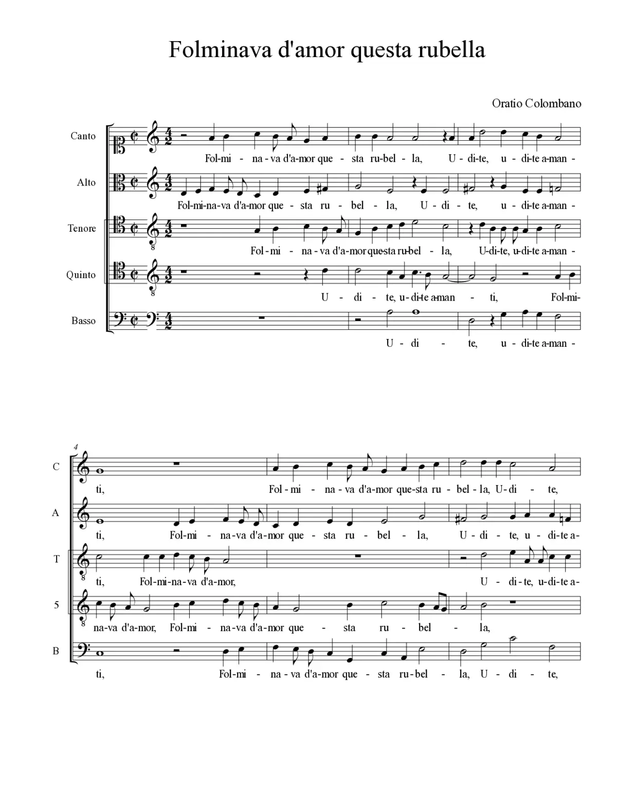 Folminava d'amor questa rubella - Page 1