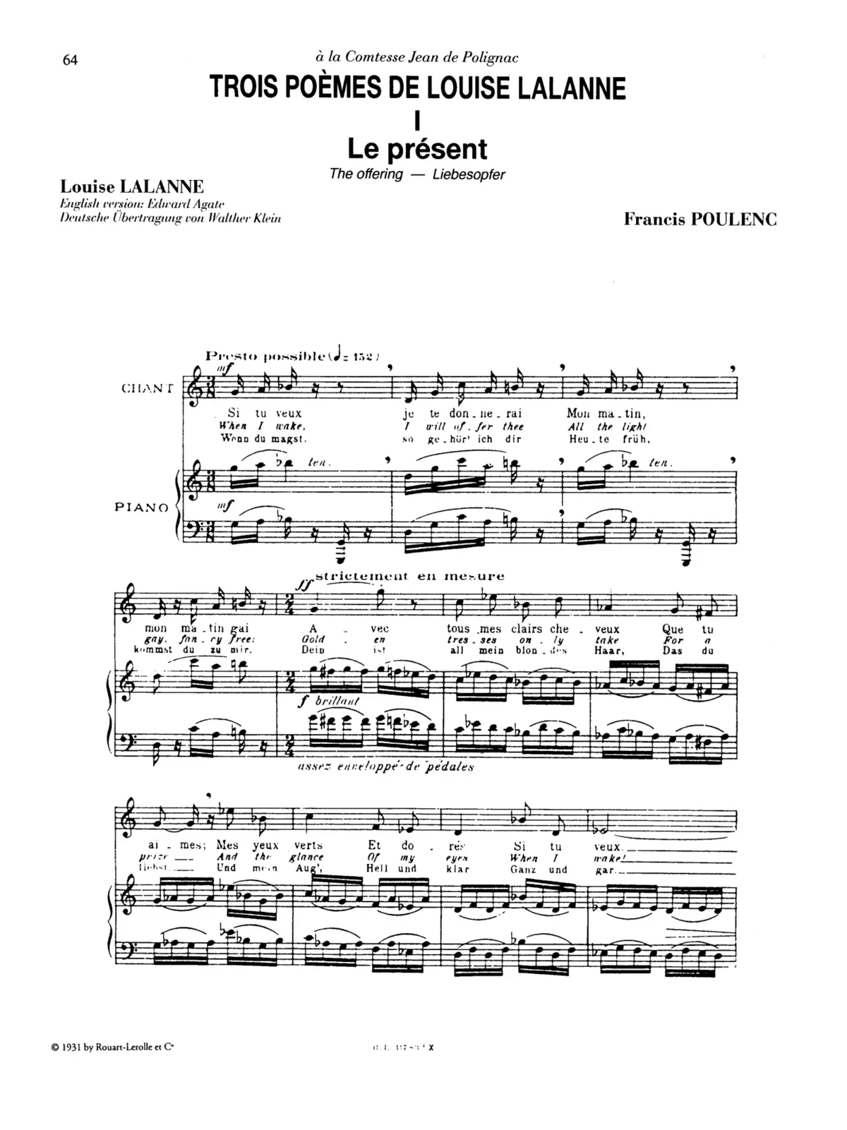 Trois Poèmes de Louise Lalanne - Page 1