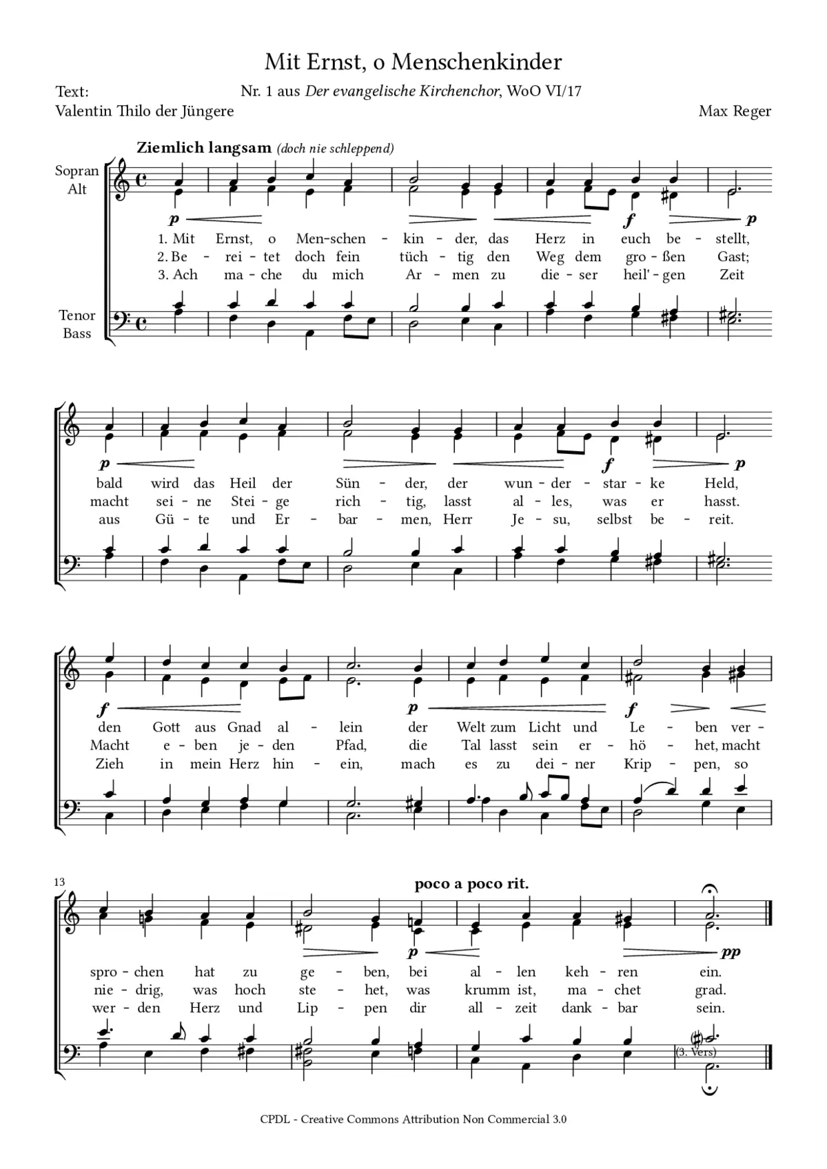 Mit Ernst, o Menschenkinder, WoO VI 17, No. 1 - Page 1