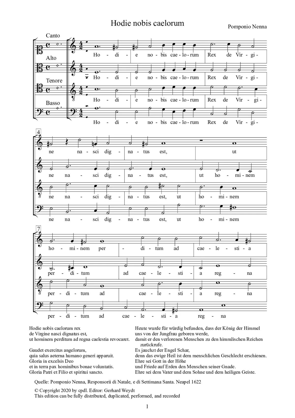 Hodie nobis caelorum - Page 1