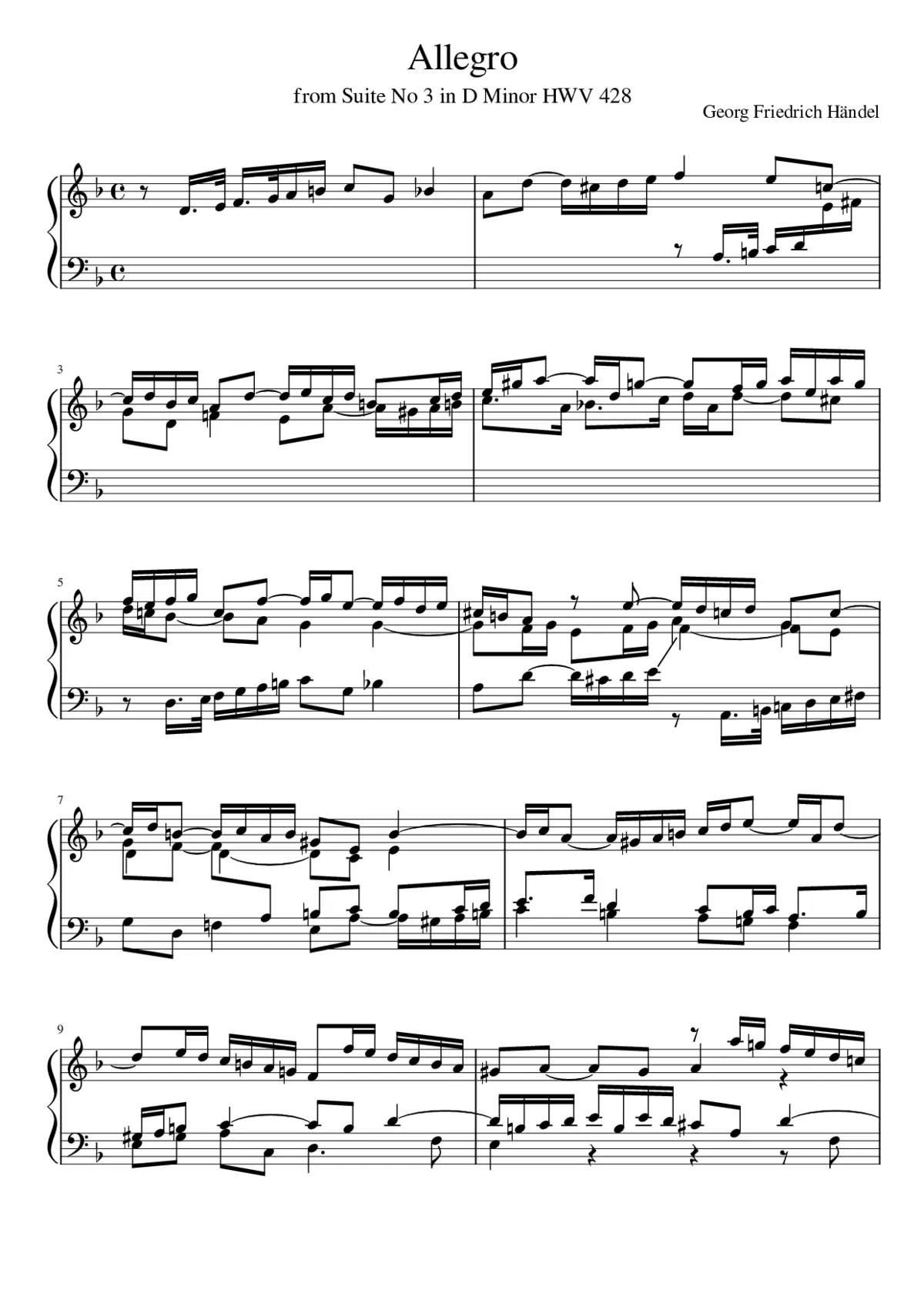 Suite in D minor HWV 428 - Page 1