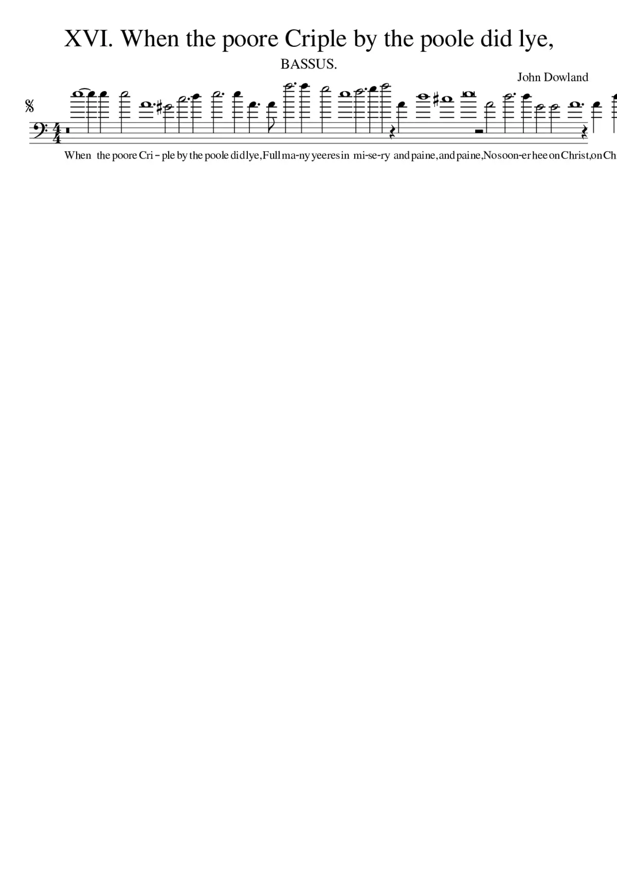 XVI. When the poore Criple by the poole did lye - Page 1