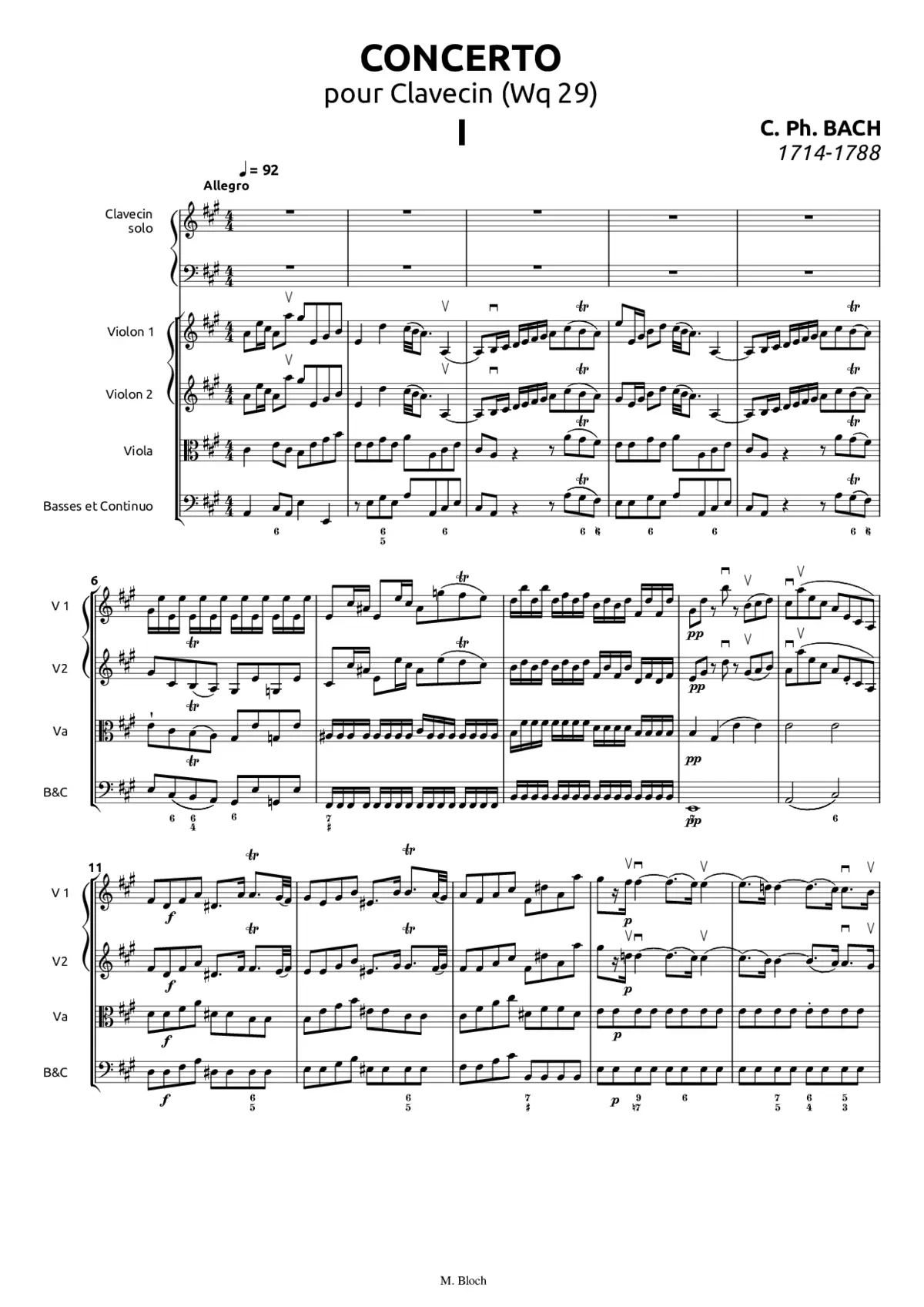 CPEBach Cembalo concerto Wq 29 - Page 1