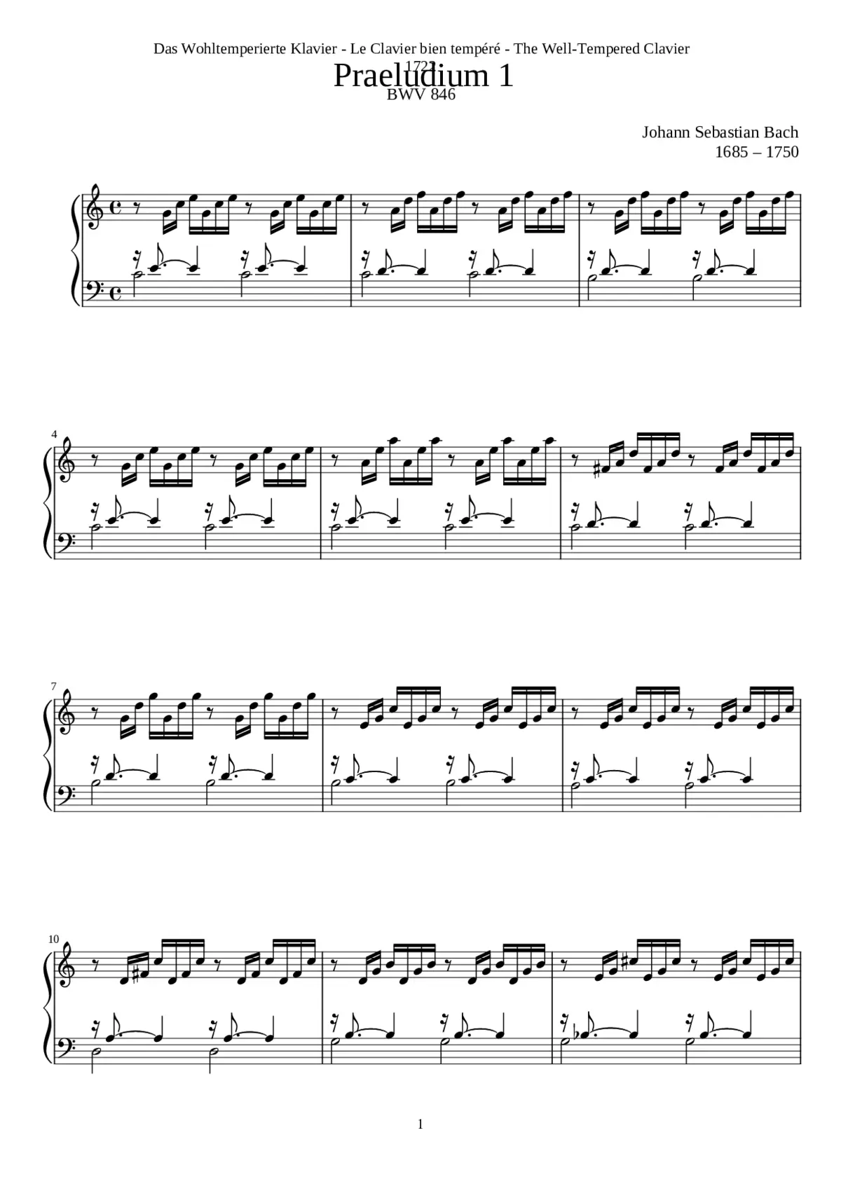 Prelude and Fugue in C major BWV 846 - Page 1