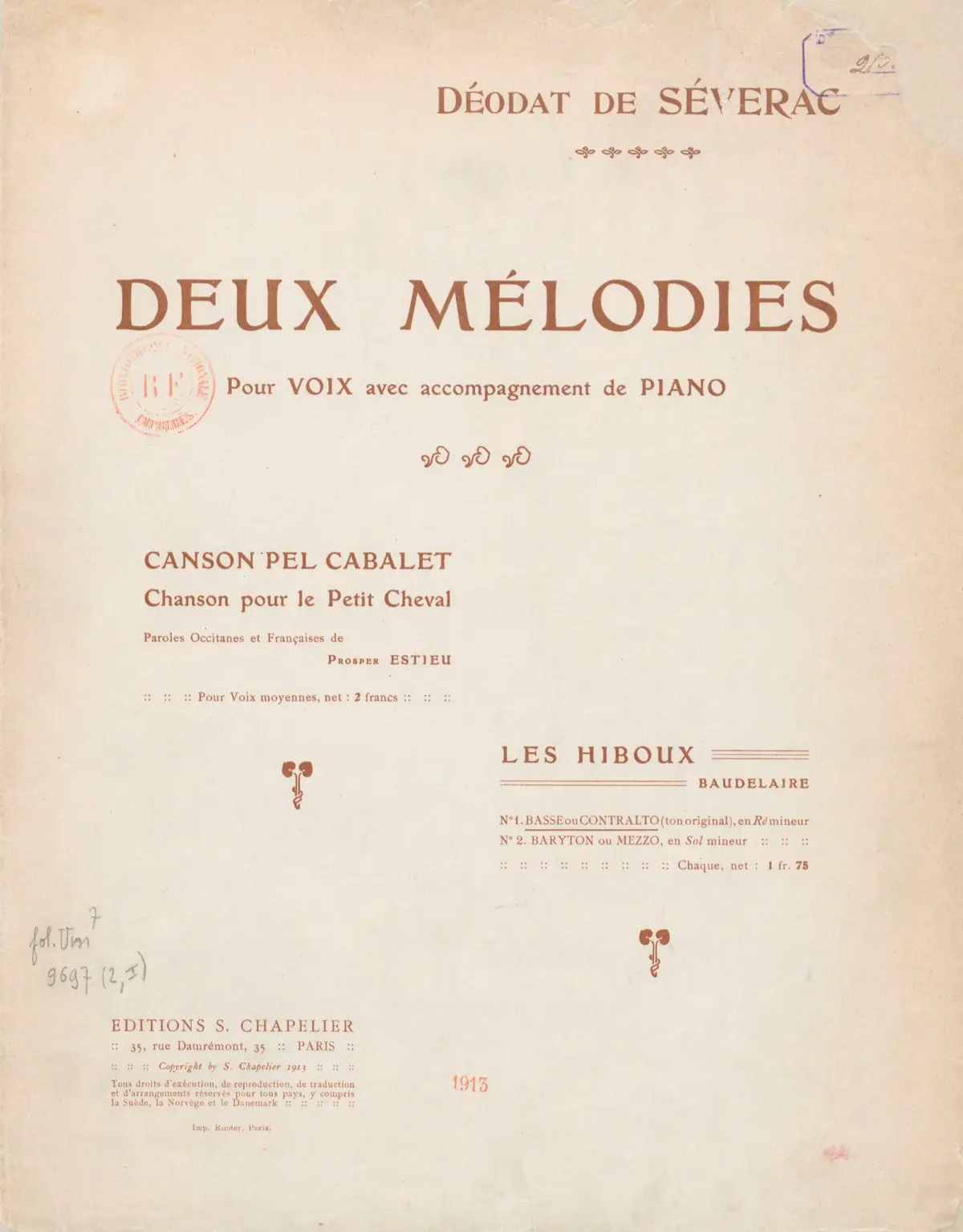 Deux Mélodies Nouvelles - Page 1