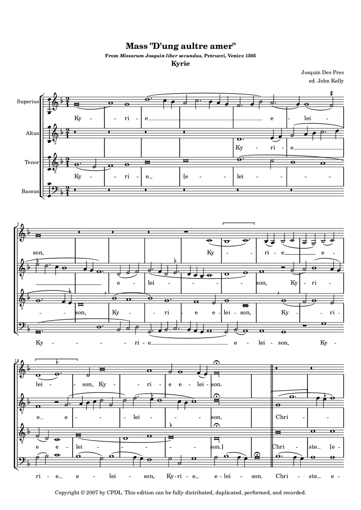 Missa "D'ung aultre amer" - Page 1