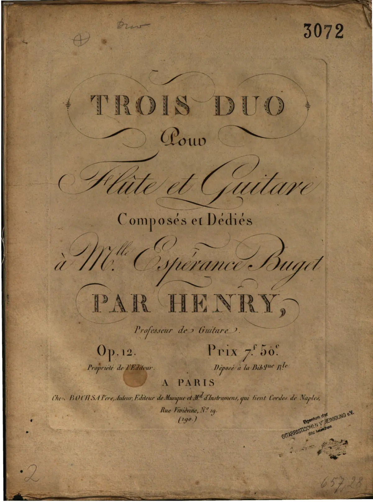 3 Duo pour Flûte et Guitare - Page 1